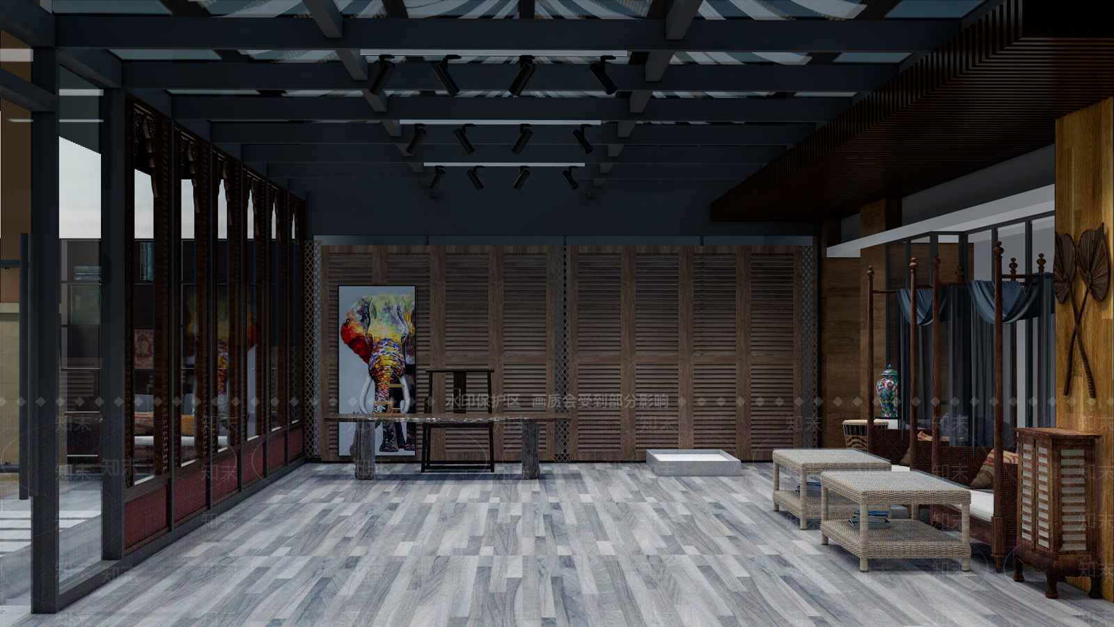 新中式酒店会客厅SU模型下载【ID:1136911006】