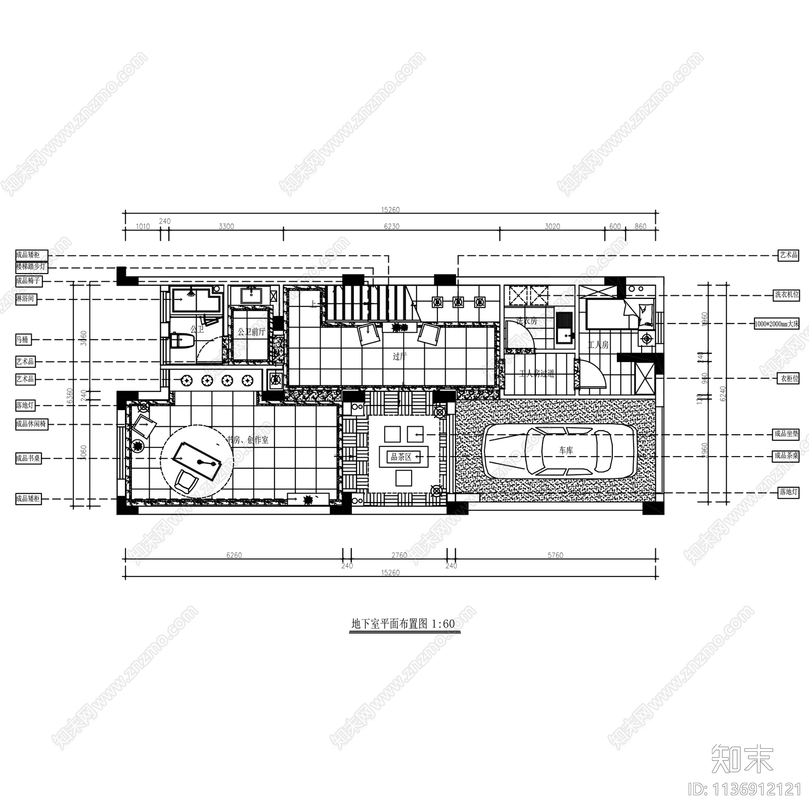 新中式现代别墅合院样板间室内家装cad施工图下载【ID:1136912121】