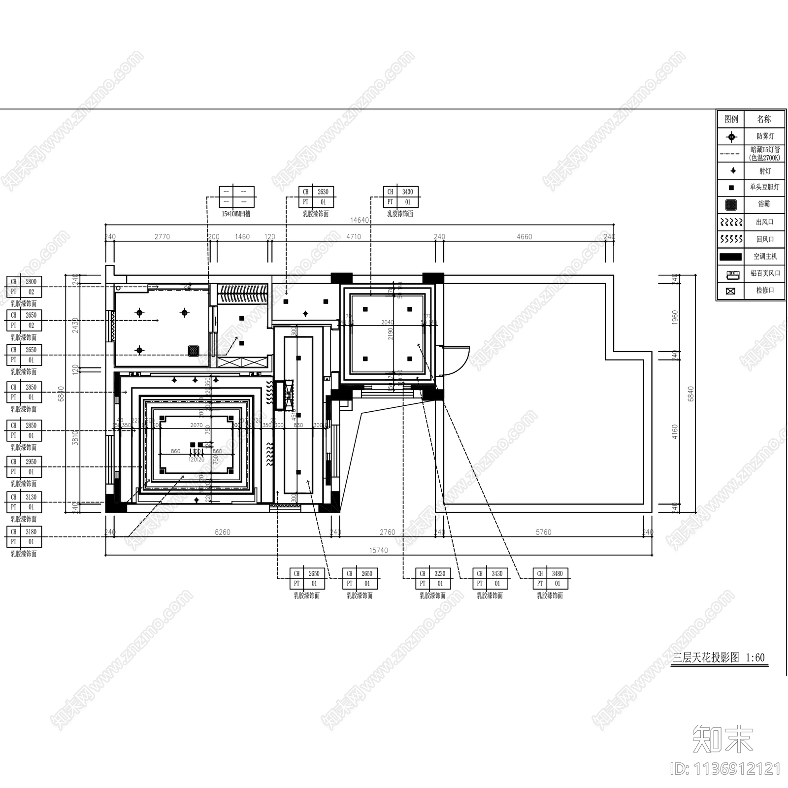 新中式现代别墅合院样板间室内家装cad施工图下载【ID:1136912121】