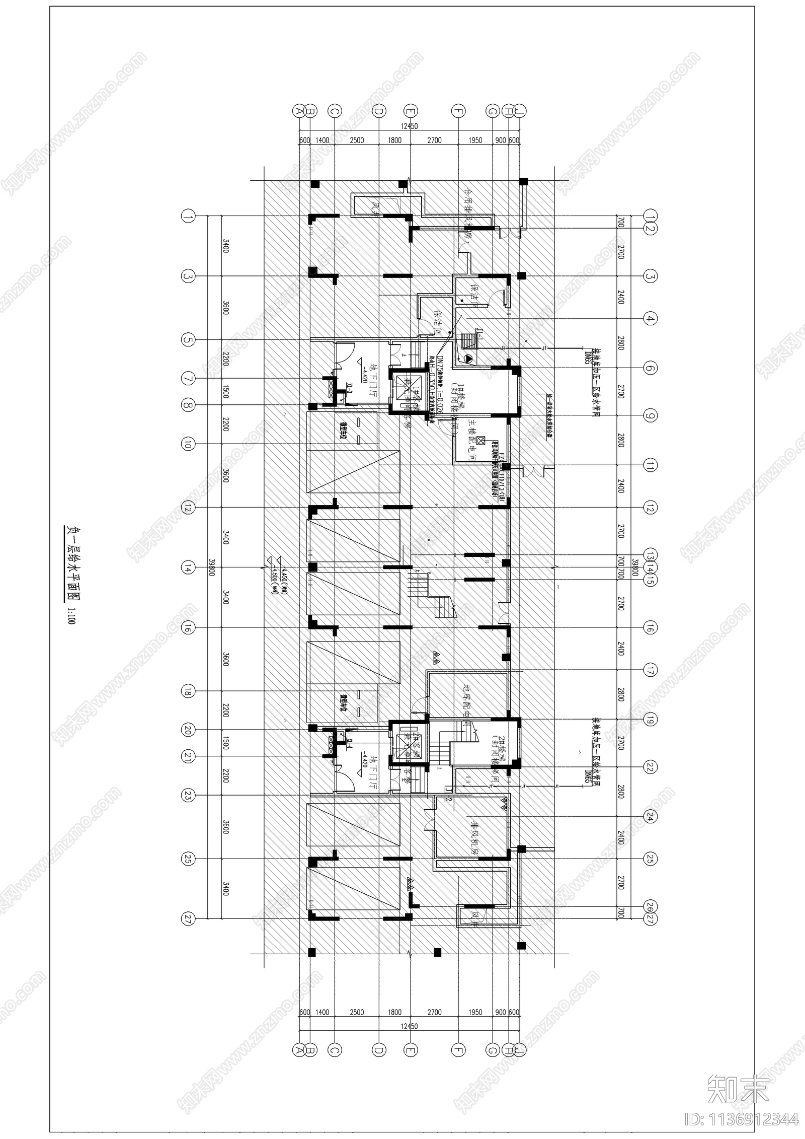 某小区红线外和户型给水cad施工图下载【ID:1136912344】