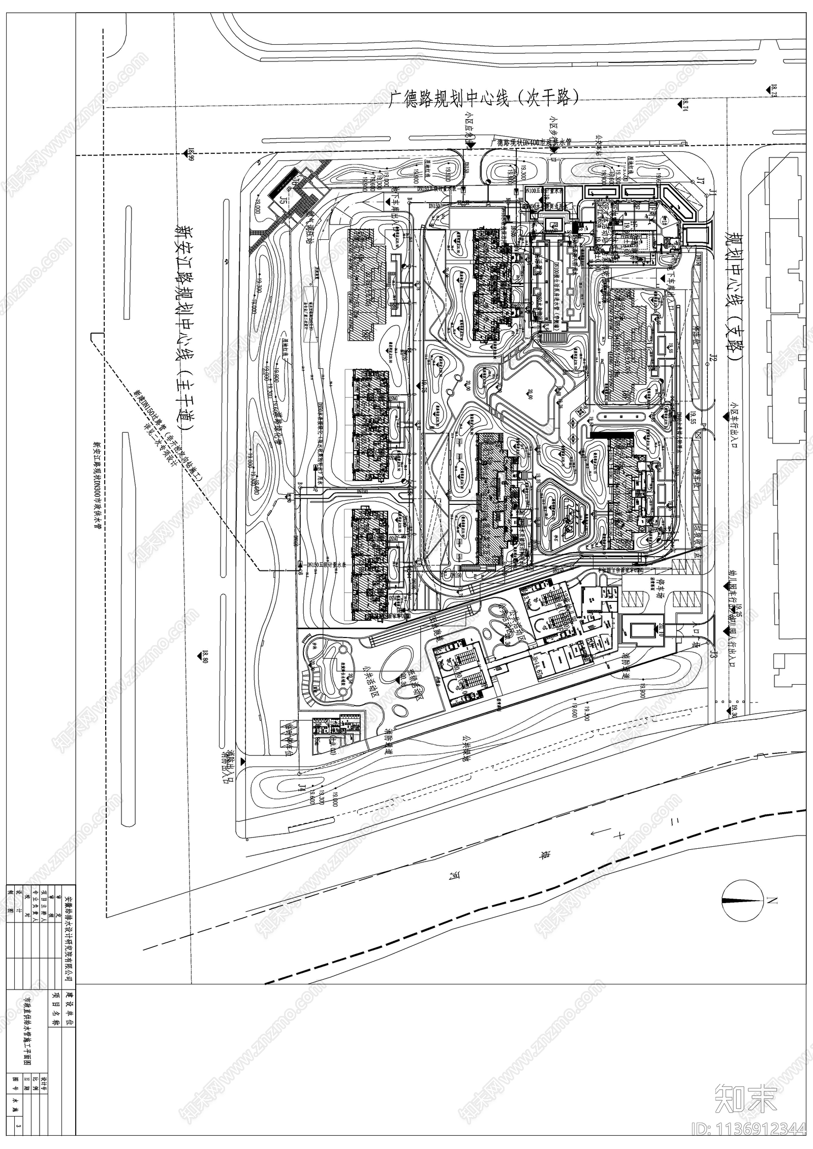 某小区红线外和户型给水cad施工图下载【ID:1136912344】