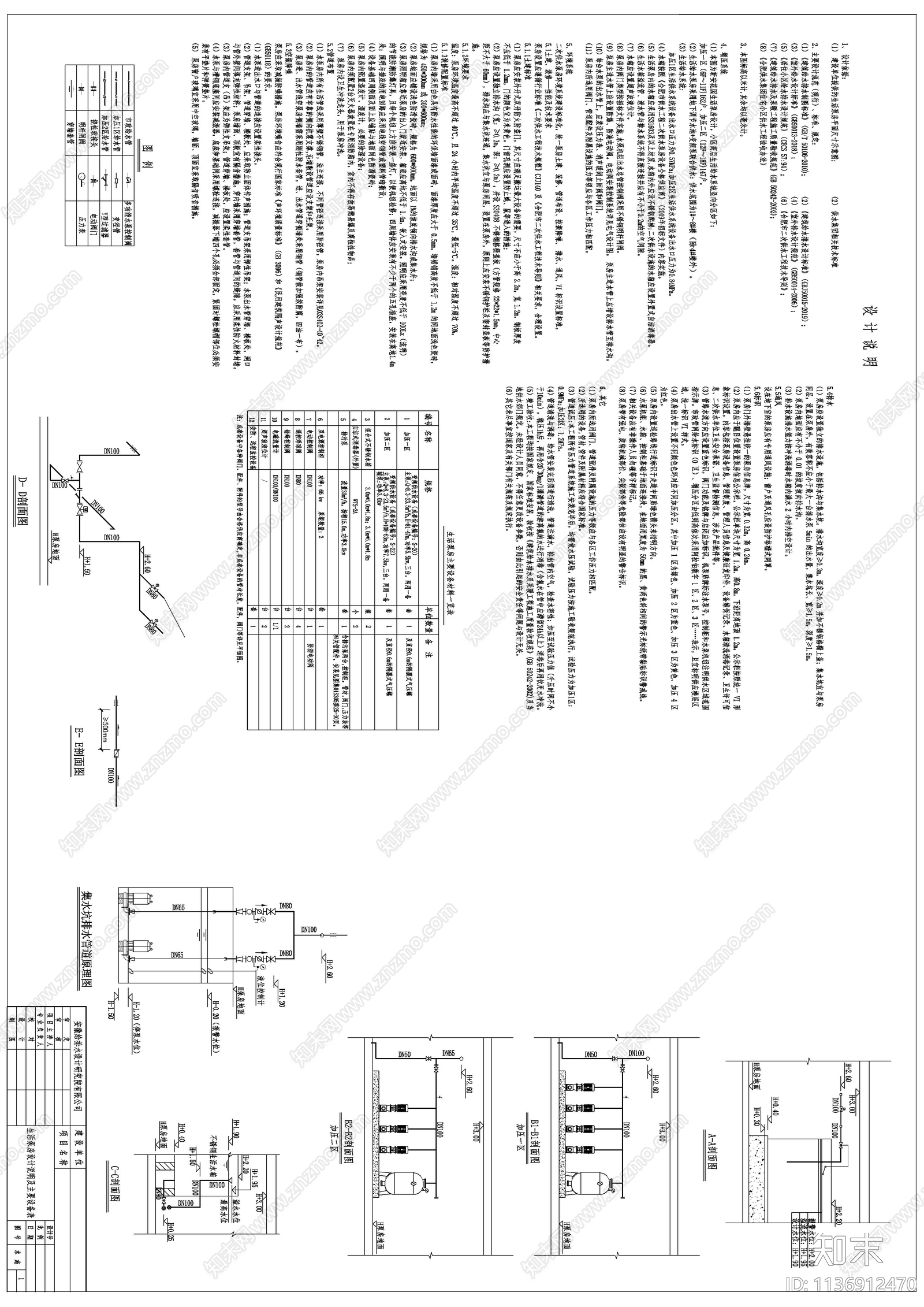 某小区生活泵房布置cad施工图下载【ID:1136912470】