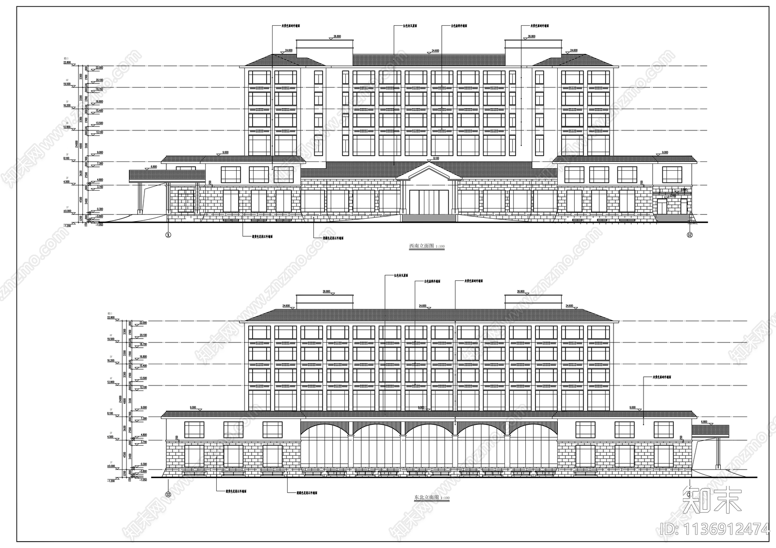六层酒店建筑施工图下载【ID:1136912474】