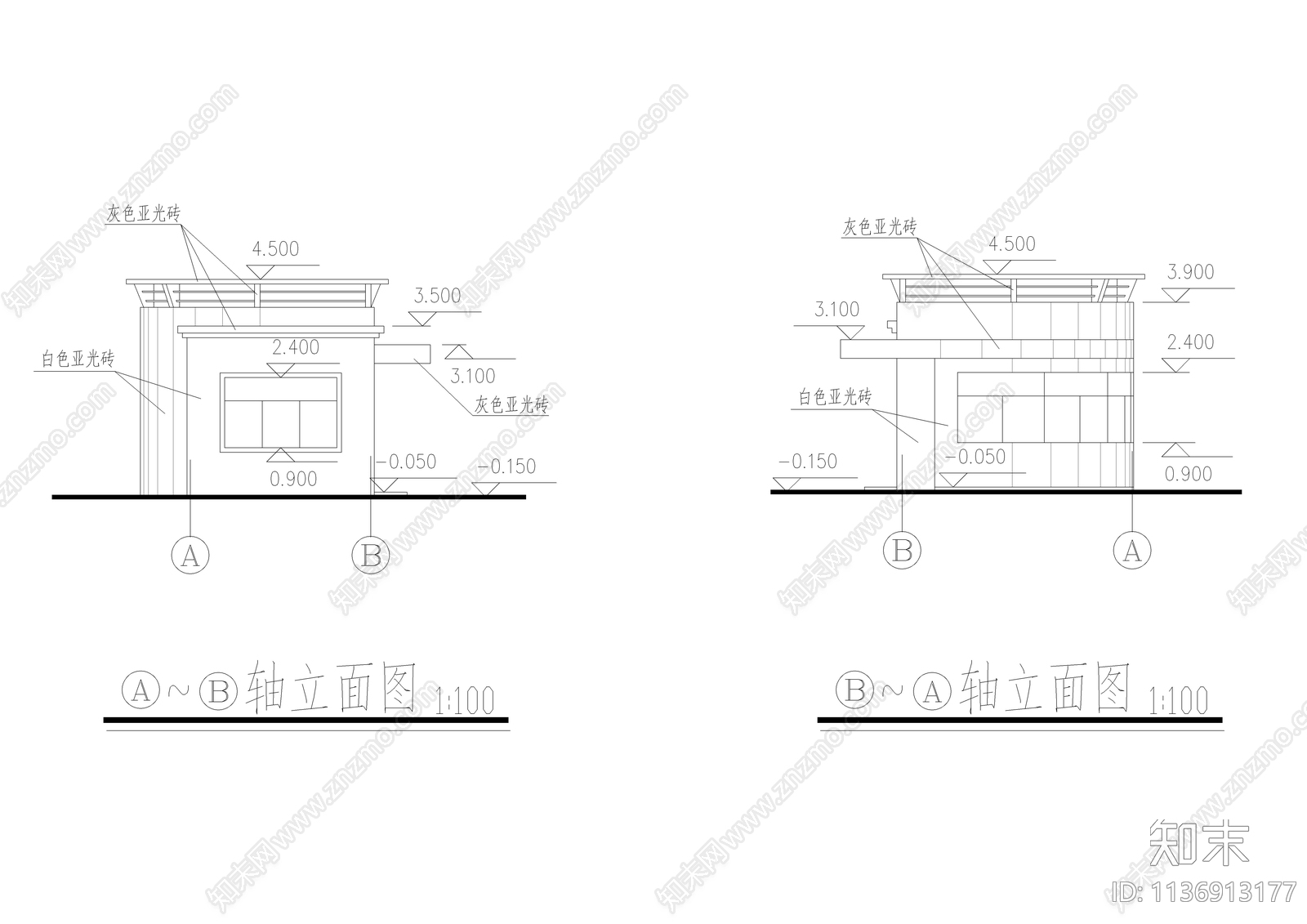 厂区大门值班室建筑cad施工图下载【ID:1136913177】
