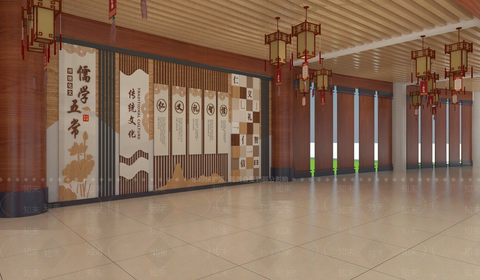 校园文化廊SU模型下载【ID:1147095729】