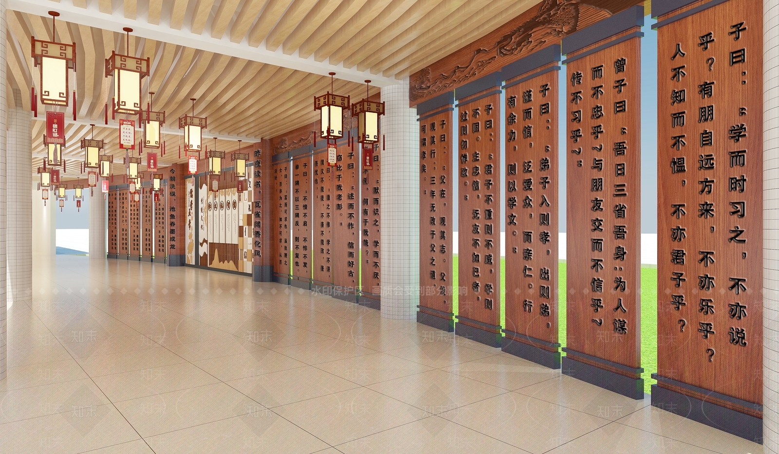 校园文化廊SU模型下载【ID:1147095729】