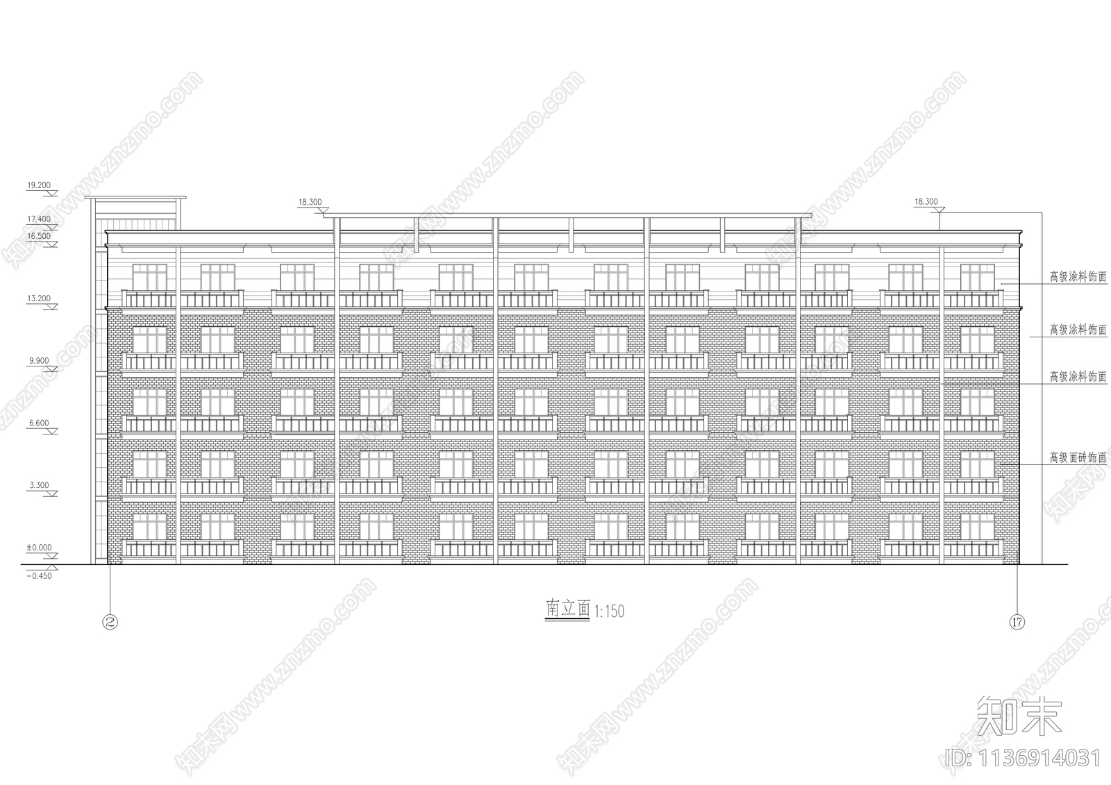 某公司集团宿舍楼建筑cad施工图下载【ID:1136914031】