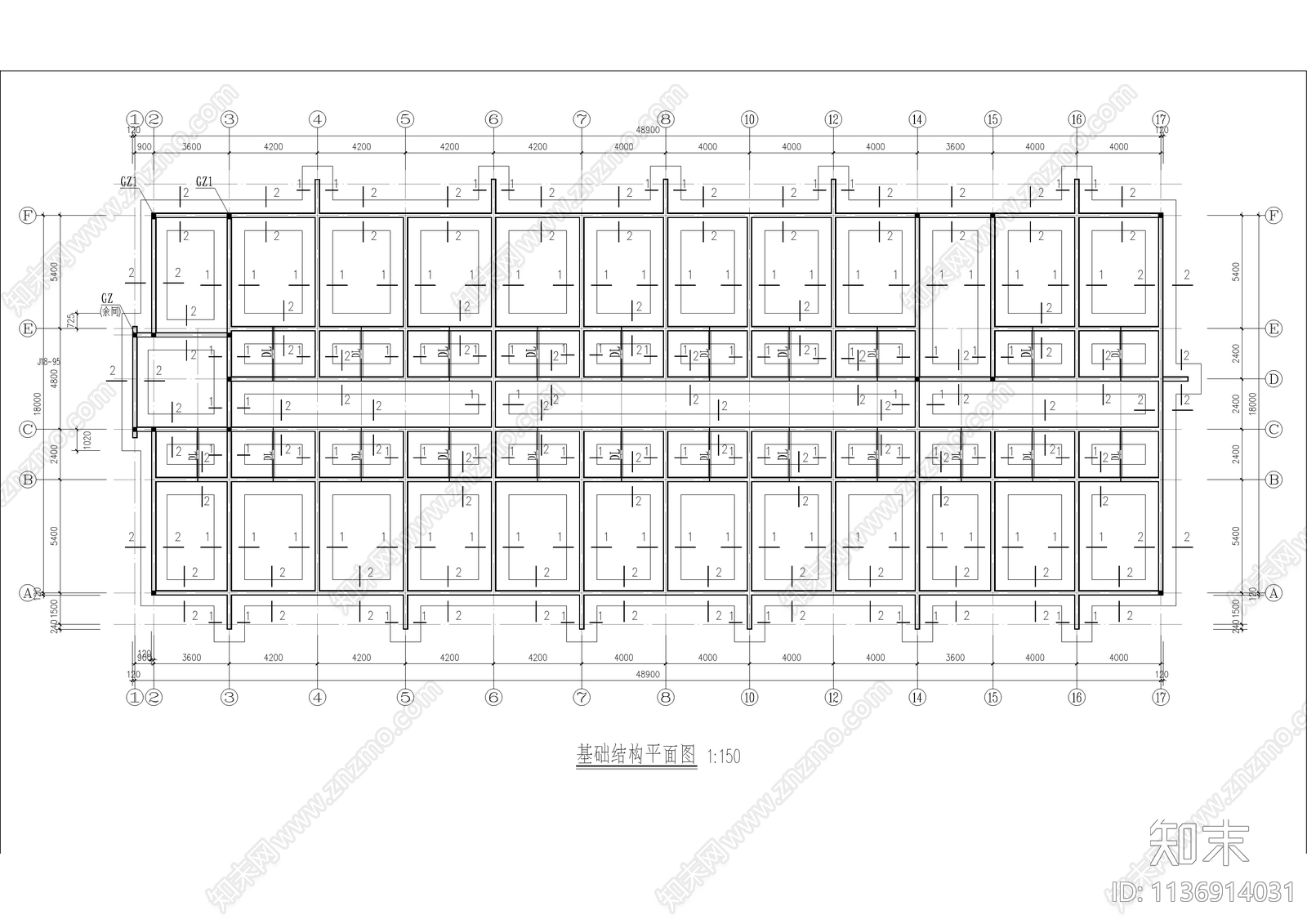 某公司集团宿舍楼建筑cad施工图下载【ID:1136914031】