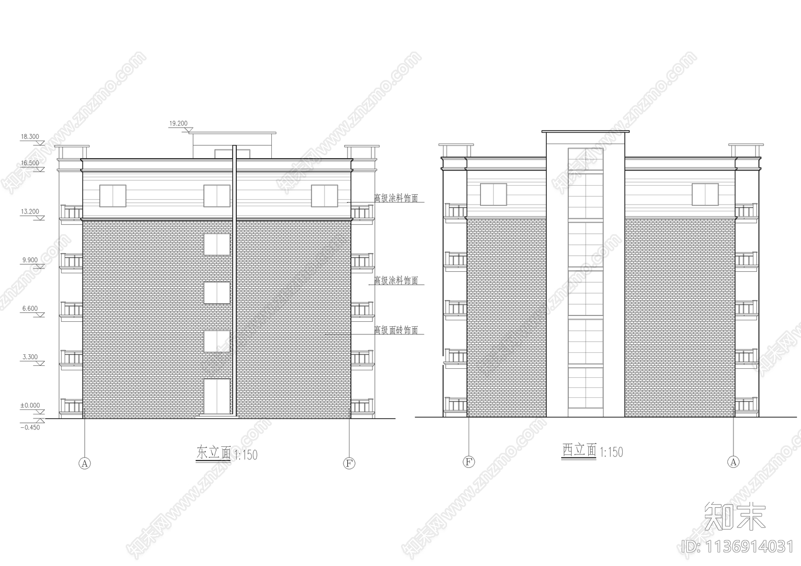 某公司集团宿舍楼建筑cad施工图下载【ID:1136914031】