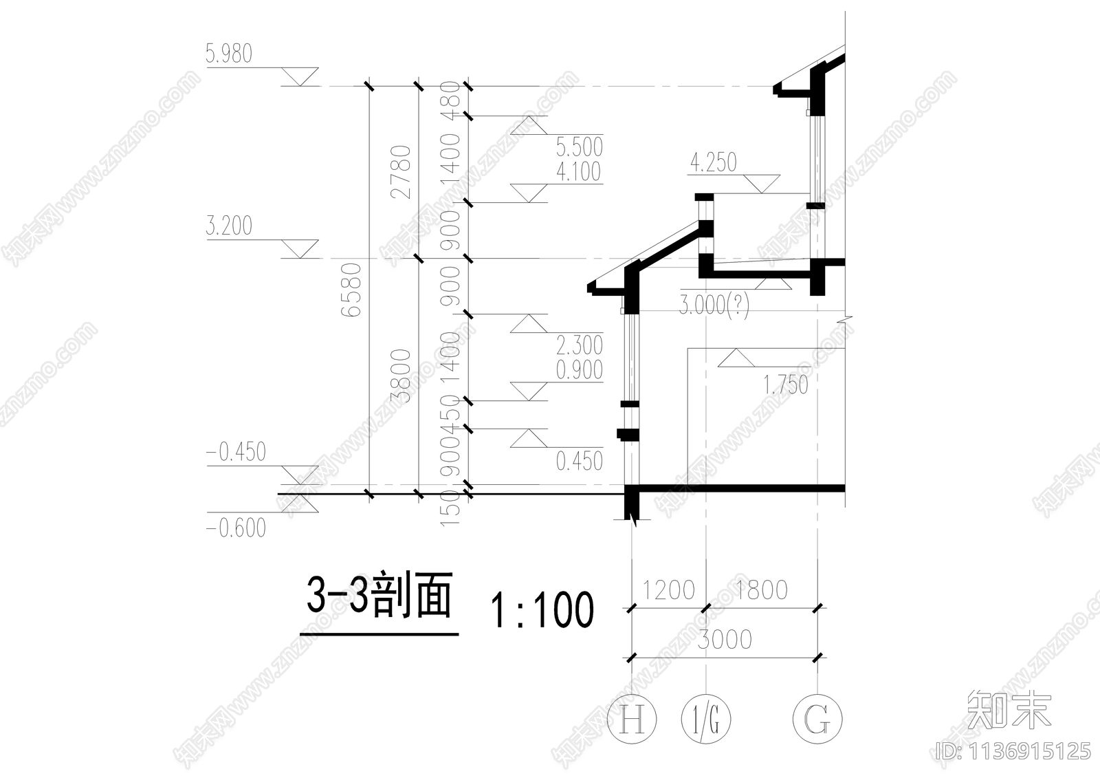 山地精品别墅建筑施工图下载【ID:1136915125】