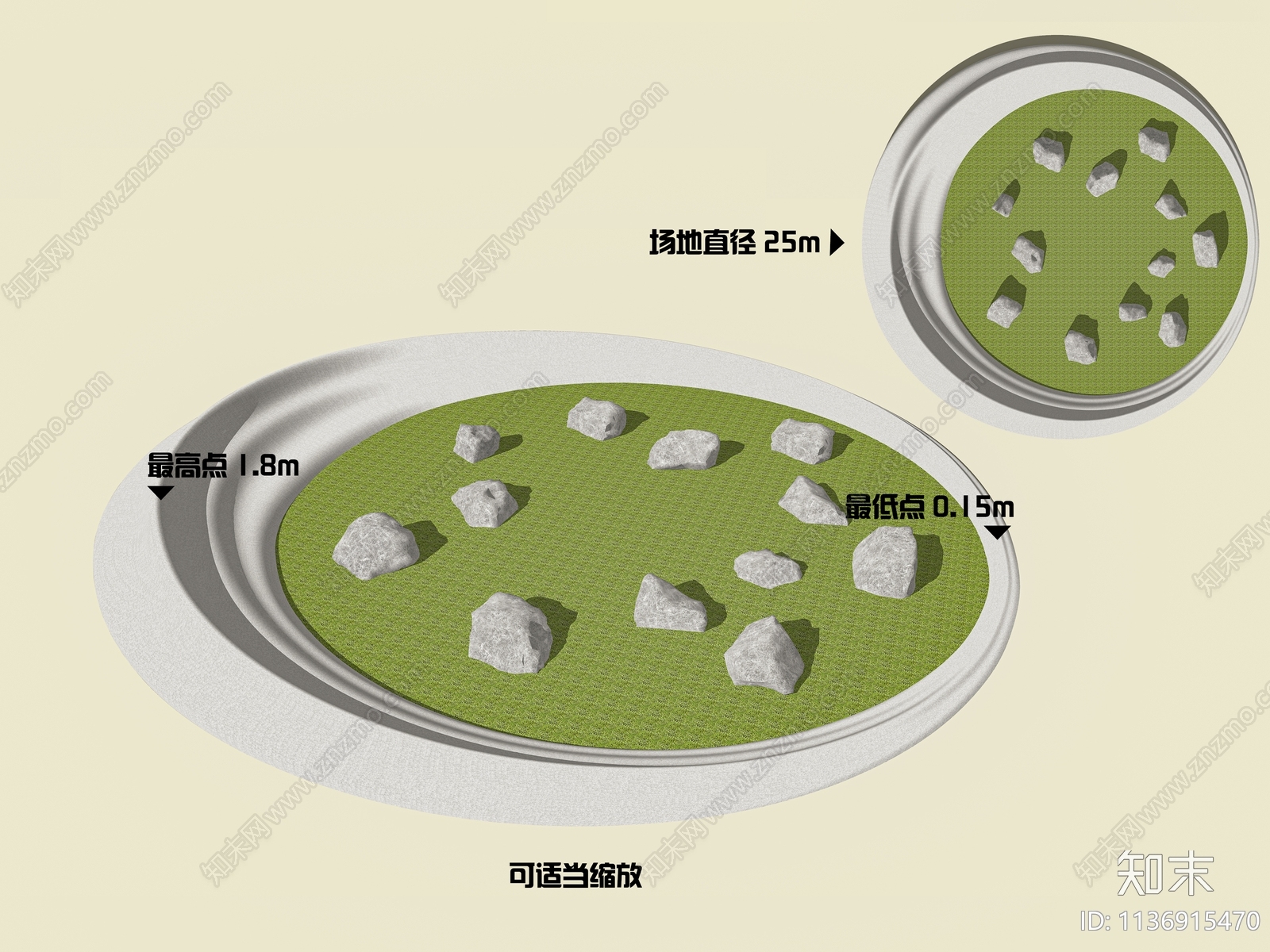 现代景观环形造型座椅SU模型下载【ID:1136915470】