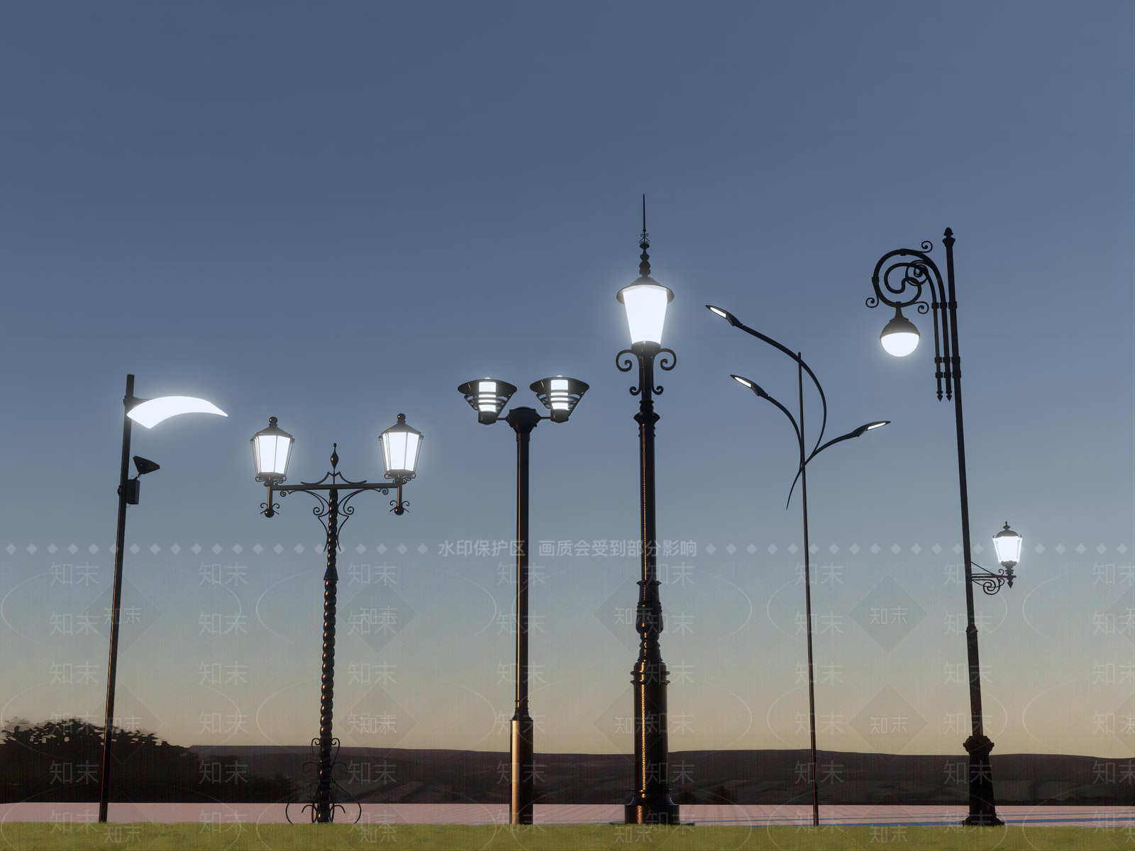 欧式路灯SU模型下载【ID:1136917065】
