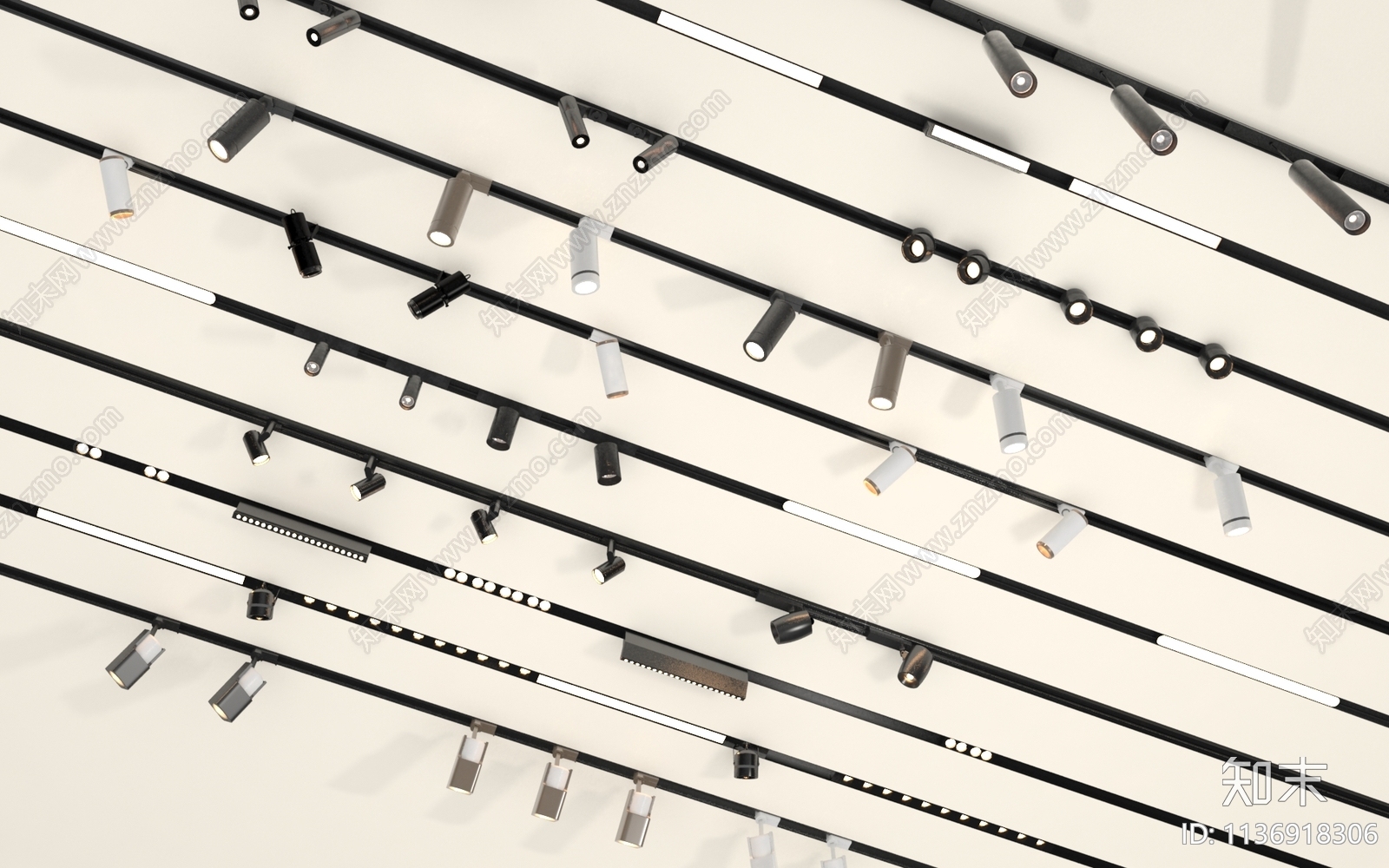 现代筒灯射灯3D模型下载【ID:1136918306】