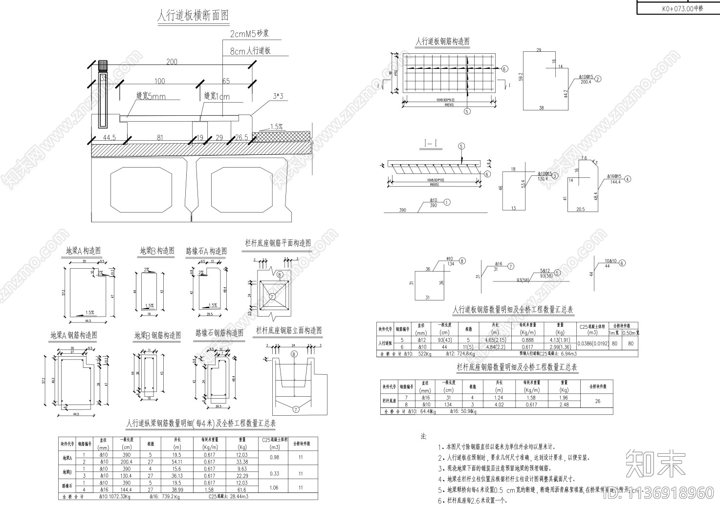 后法预应力混凝土空心板桥cad施工图下载【ID:1136918960】