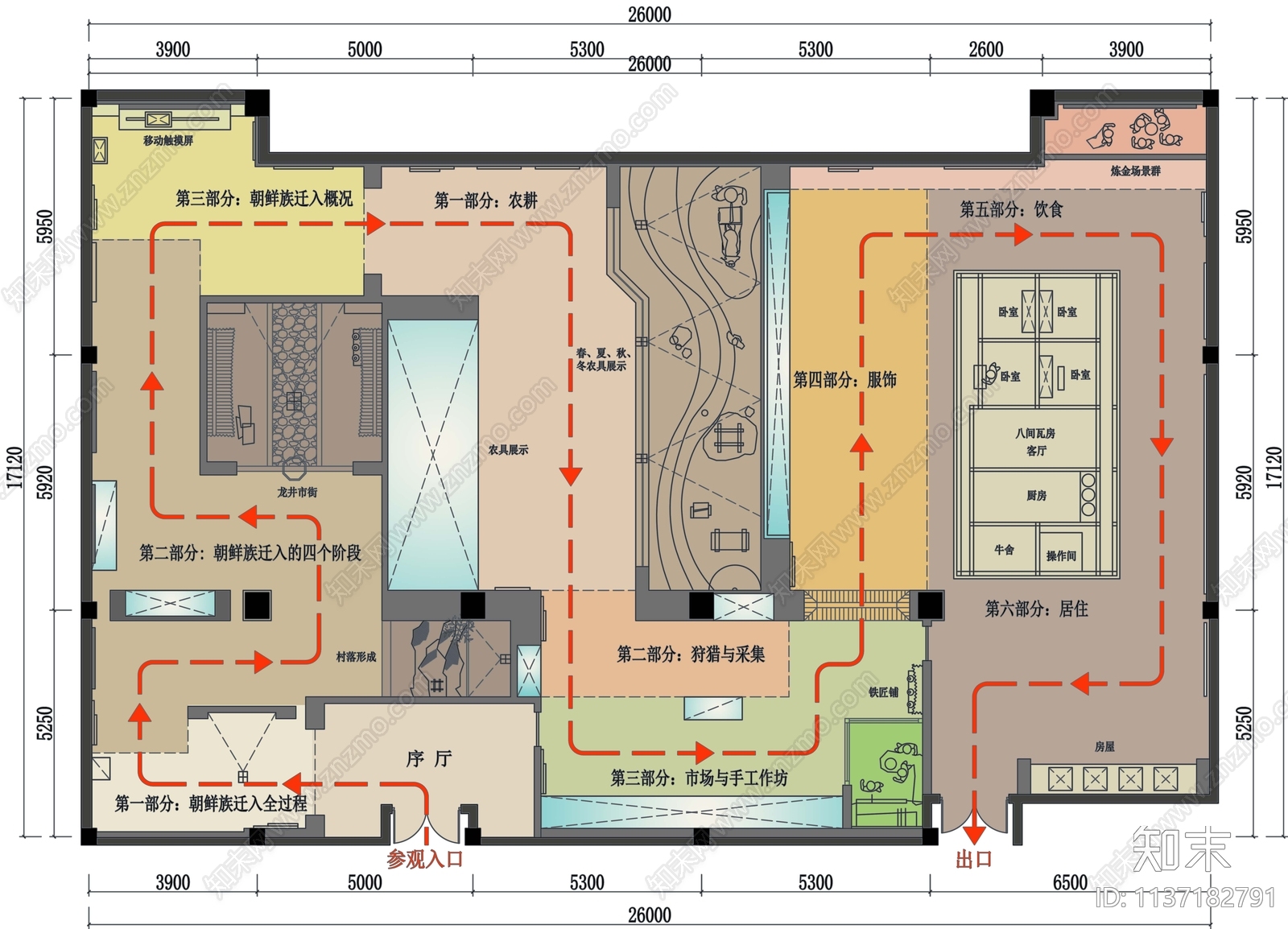 延边州博物馆展厅平面图施工图下载【ID:1137182791】