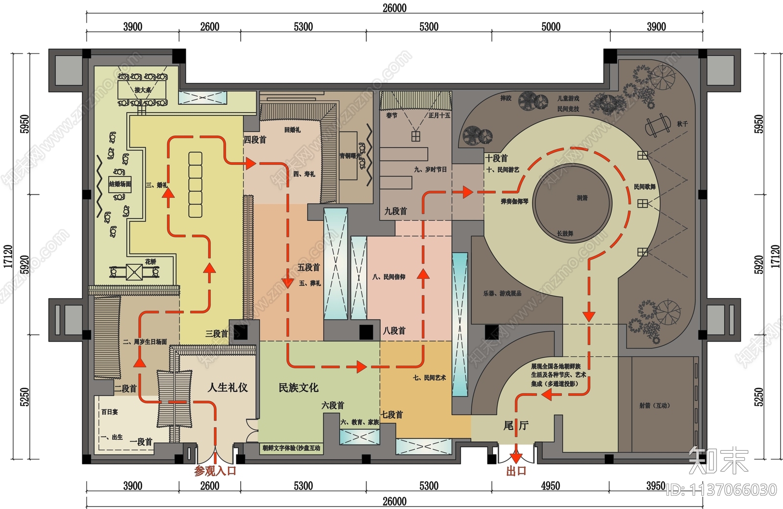 延边州博物馆民俗馆展厅平面图施工图下载【ID:1137066030】