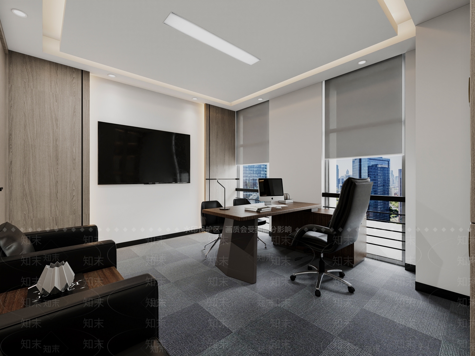 现代经理办公室3D模型下载【ID:1136924533】_知末3d模型网