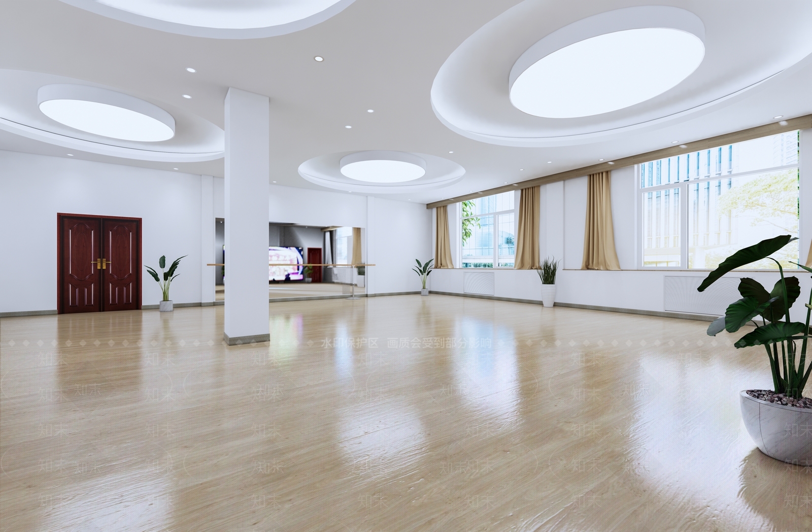 现代舞蹈室SU模型下载【ID:1137120951】