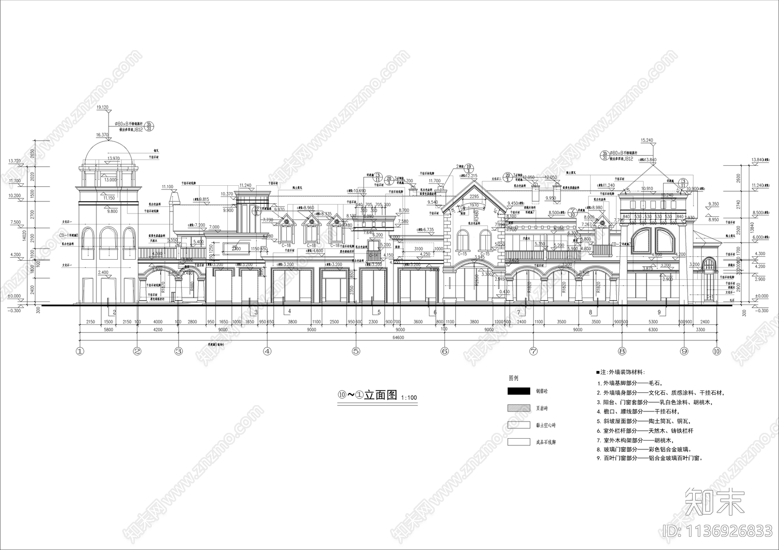 某欧式商铺建筑cad施工图下载【ID:1136926833】