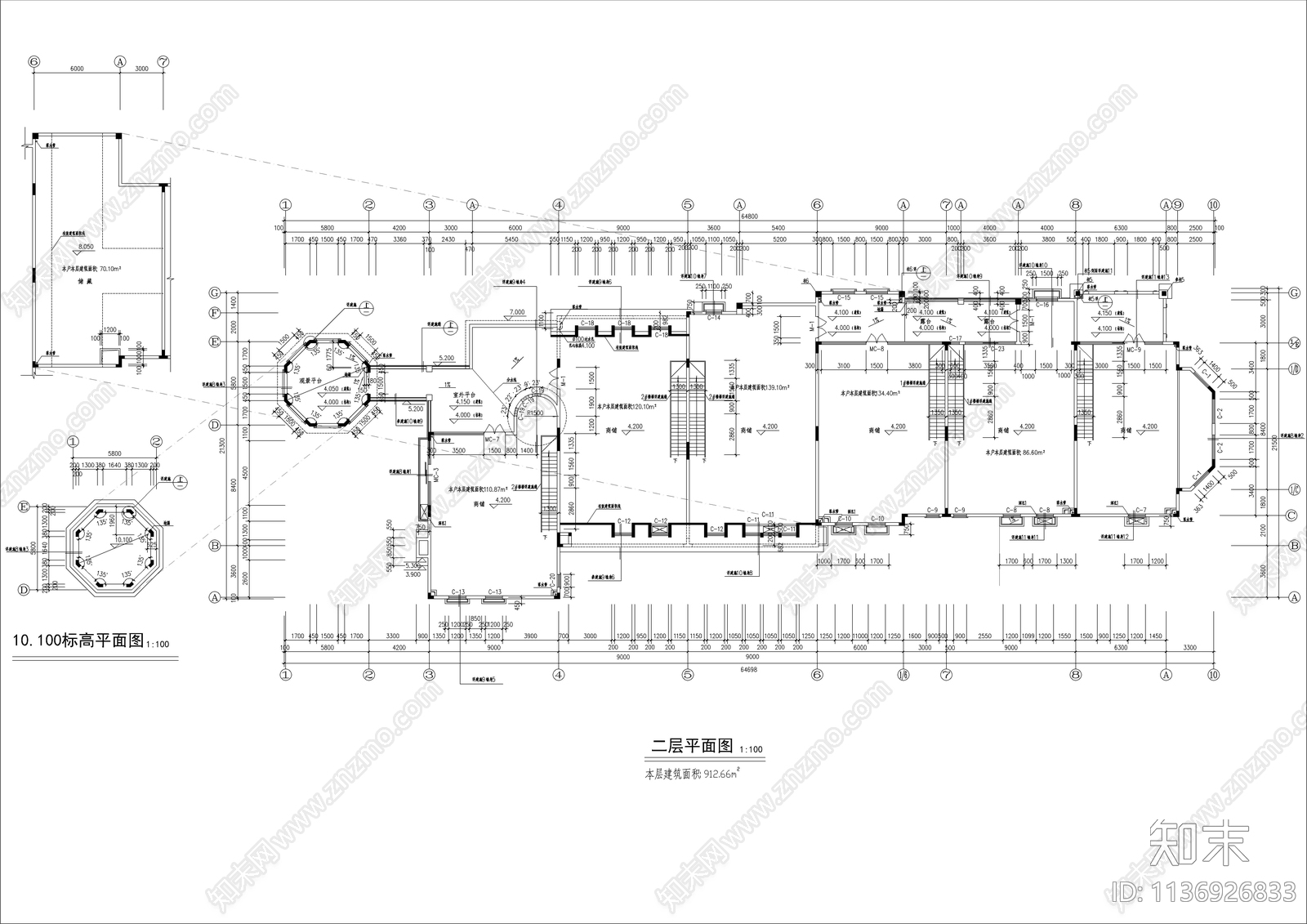 某欧式商铺建筑cad施工图下载【ID:1136926833】