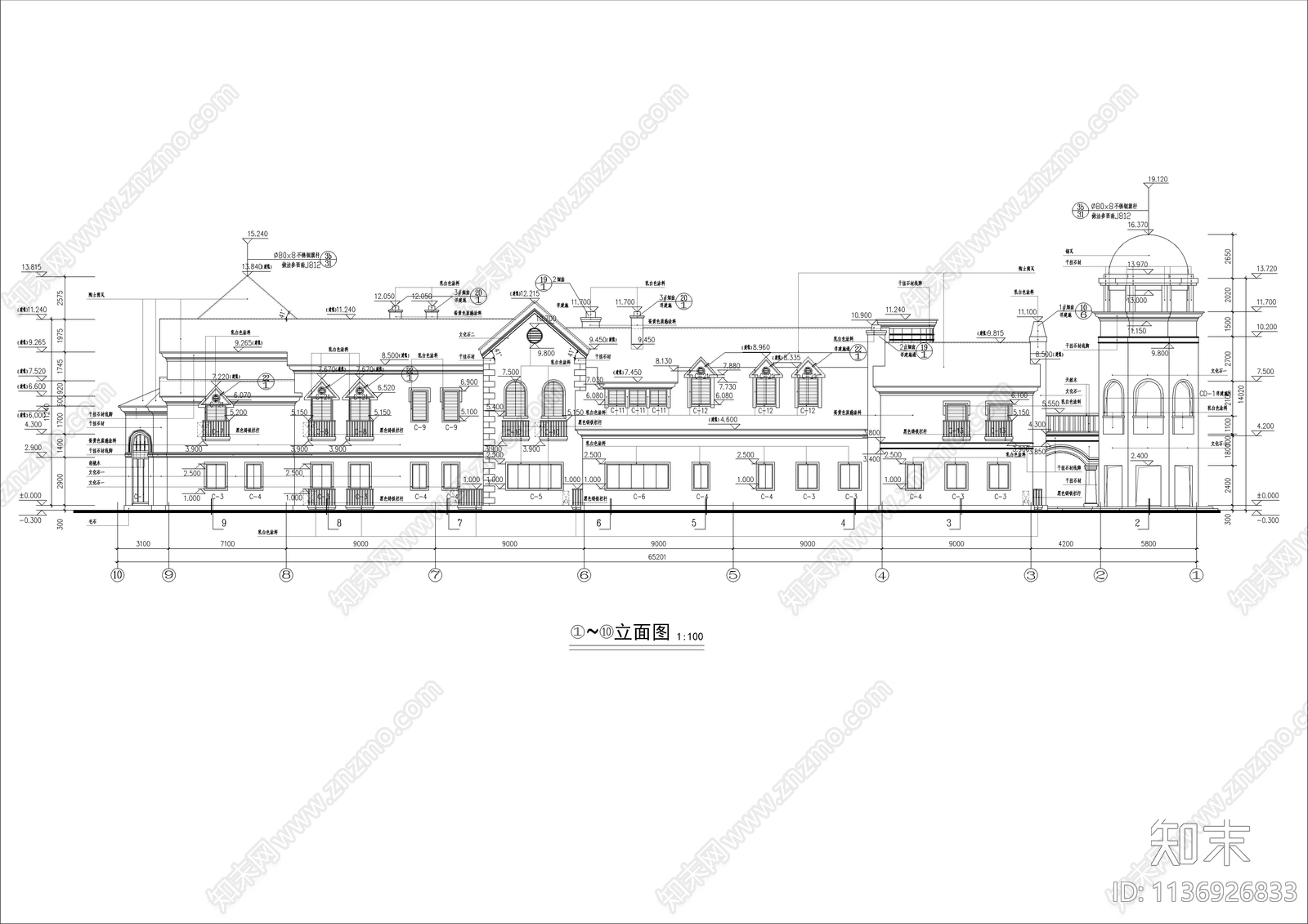 某欧式商铺建筑cad施工图下载【ID:1136926833】