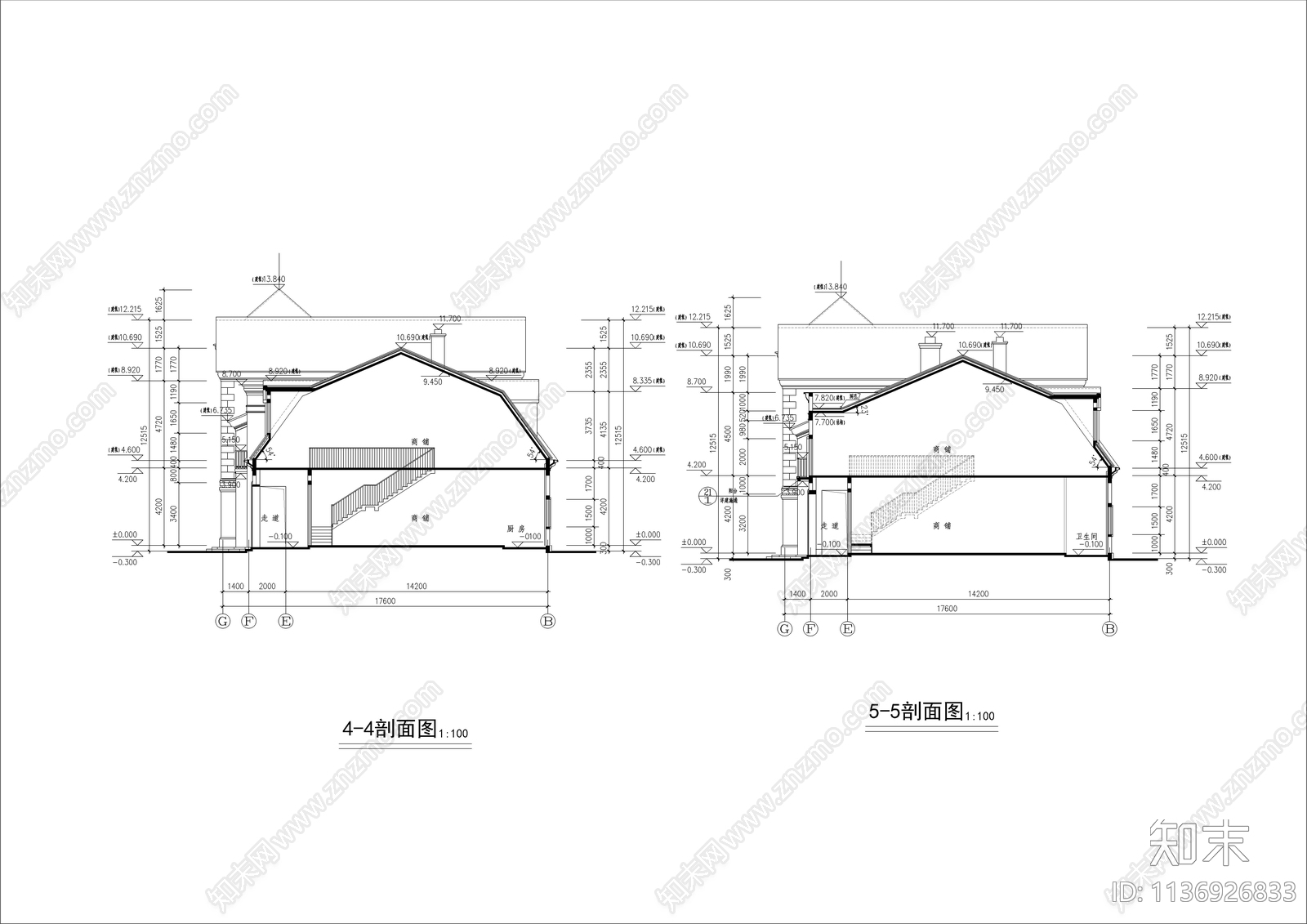 某欧式商铺建筑cad施工图下载【ID:1136926833】