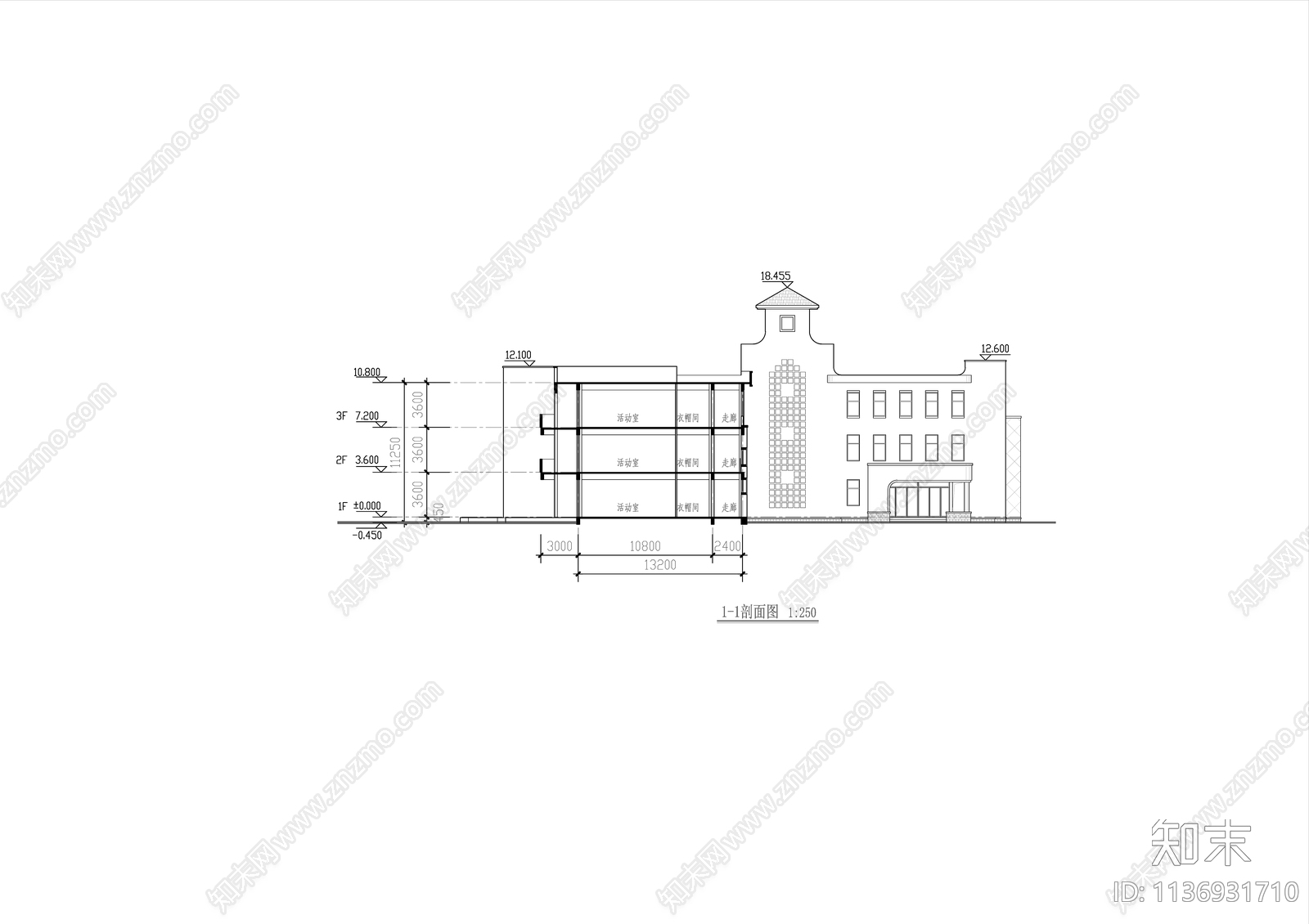 幼儿园建筑cad施工图下载【ID:1136931710】