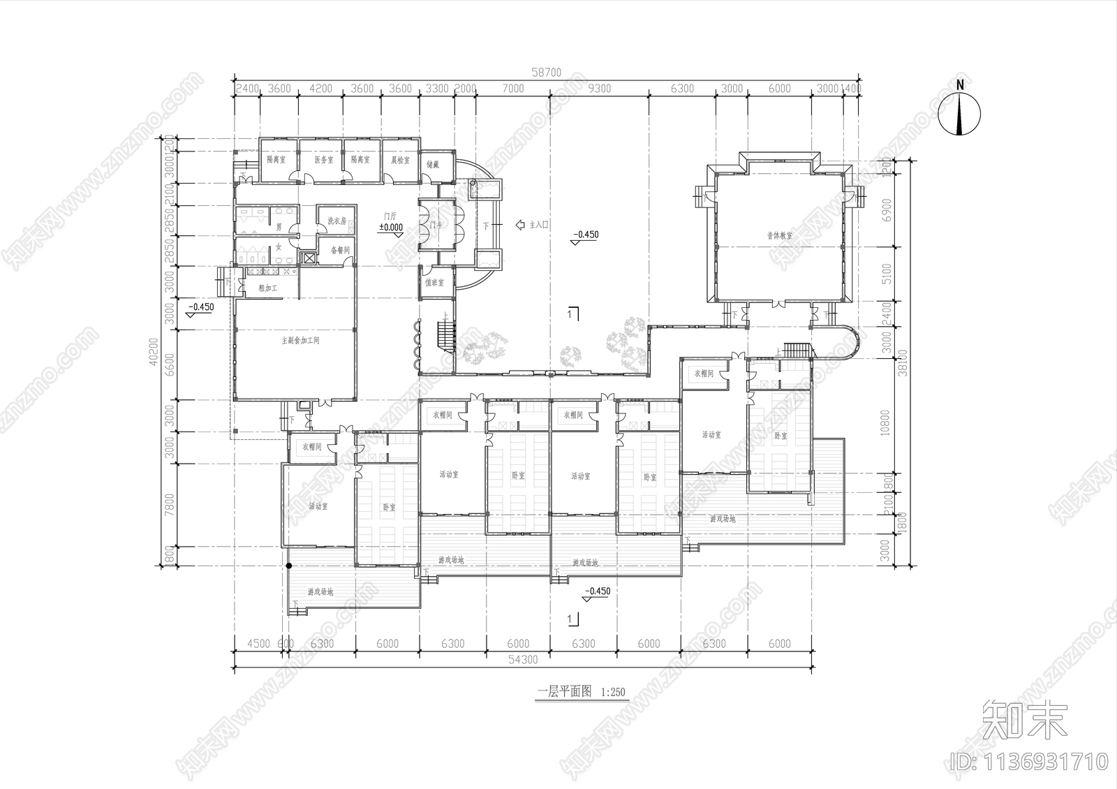 幼儿园建筑cad施工图下载【ID:1136931710】