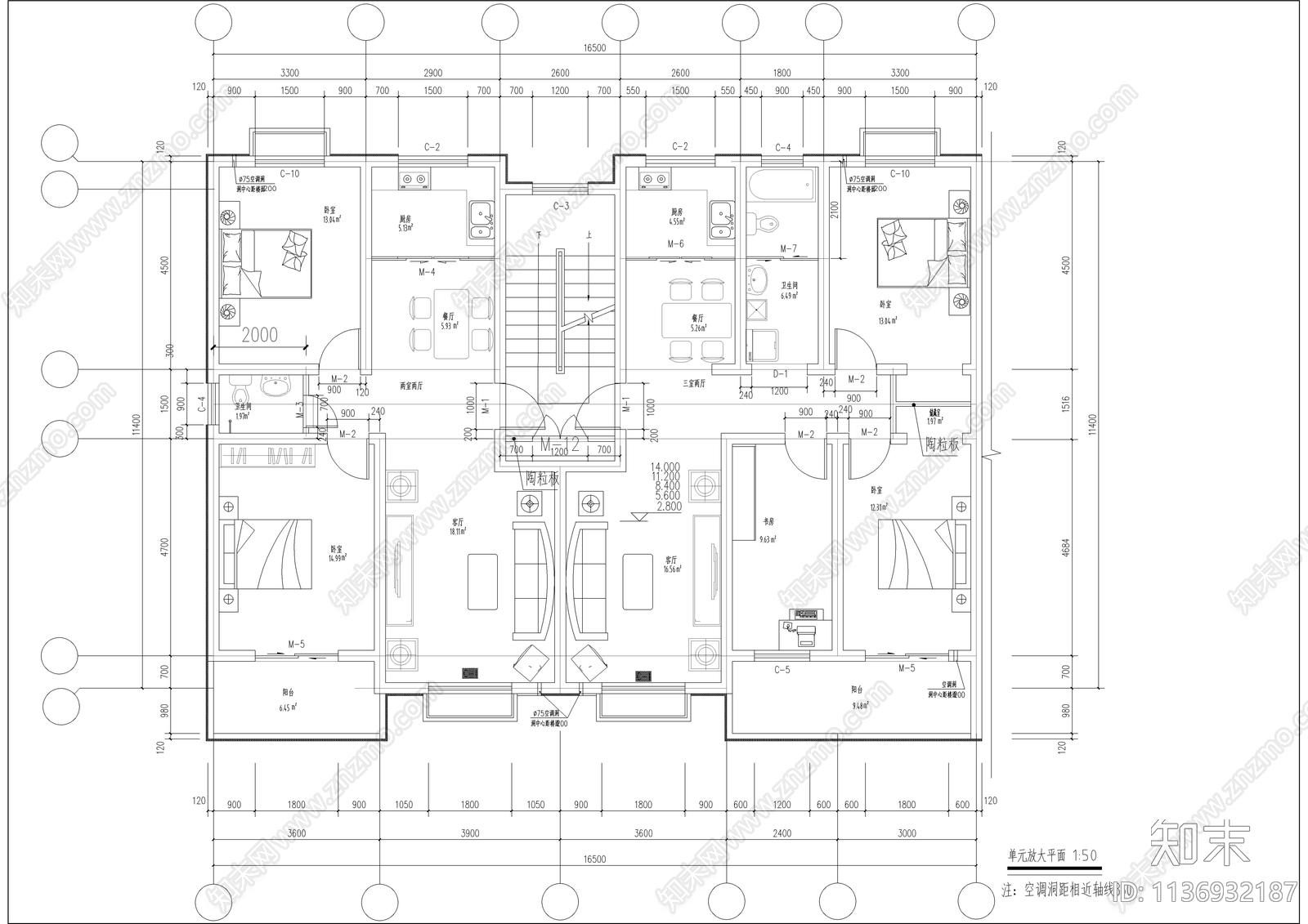 多层住宅楼建筑cad施工图下载【ID:1136932187】