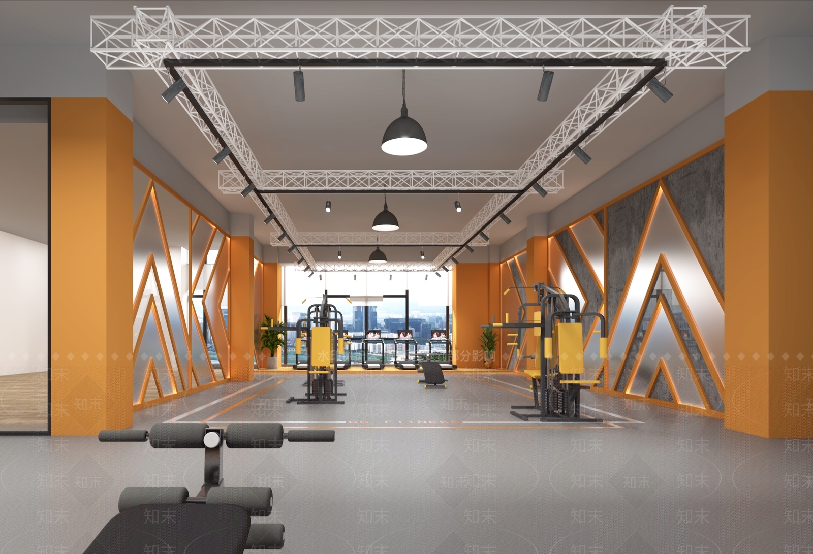 工业风健身房3D模型下载【ID:1136932218】