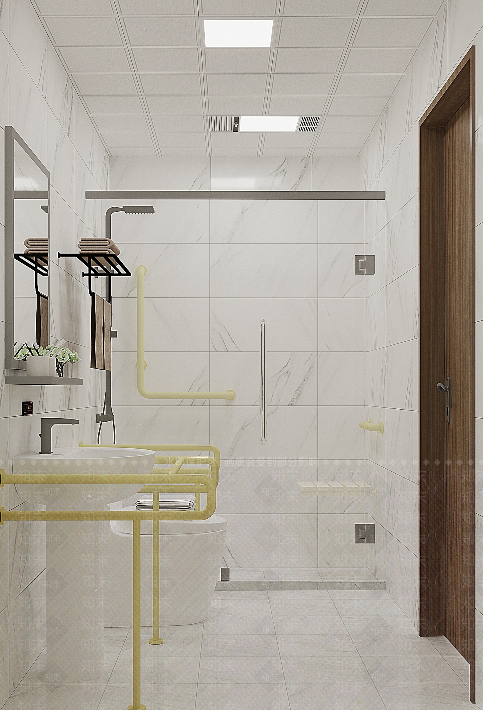 现代无障碍卫生间3D模型下载【ID:1136933279】