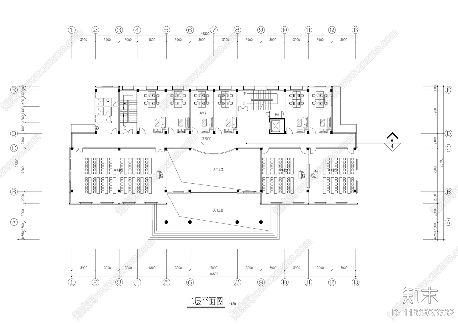 社保办公楼全套装修cad施工图下载【ID:1136933732】