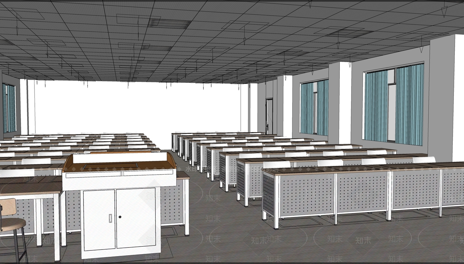 现代学校教室SU模型下载【ID:1136935407】