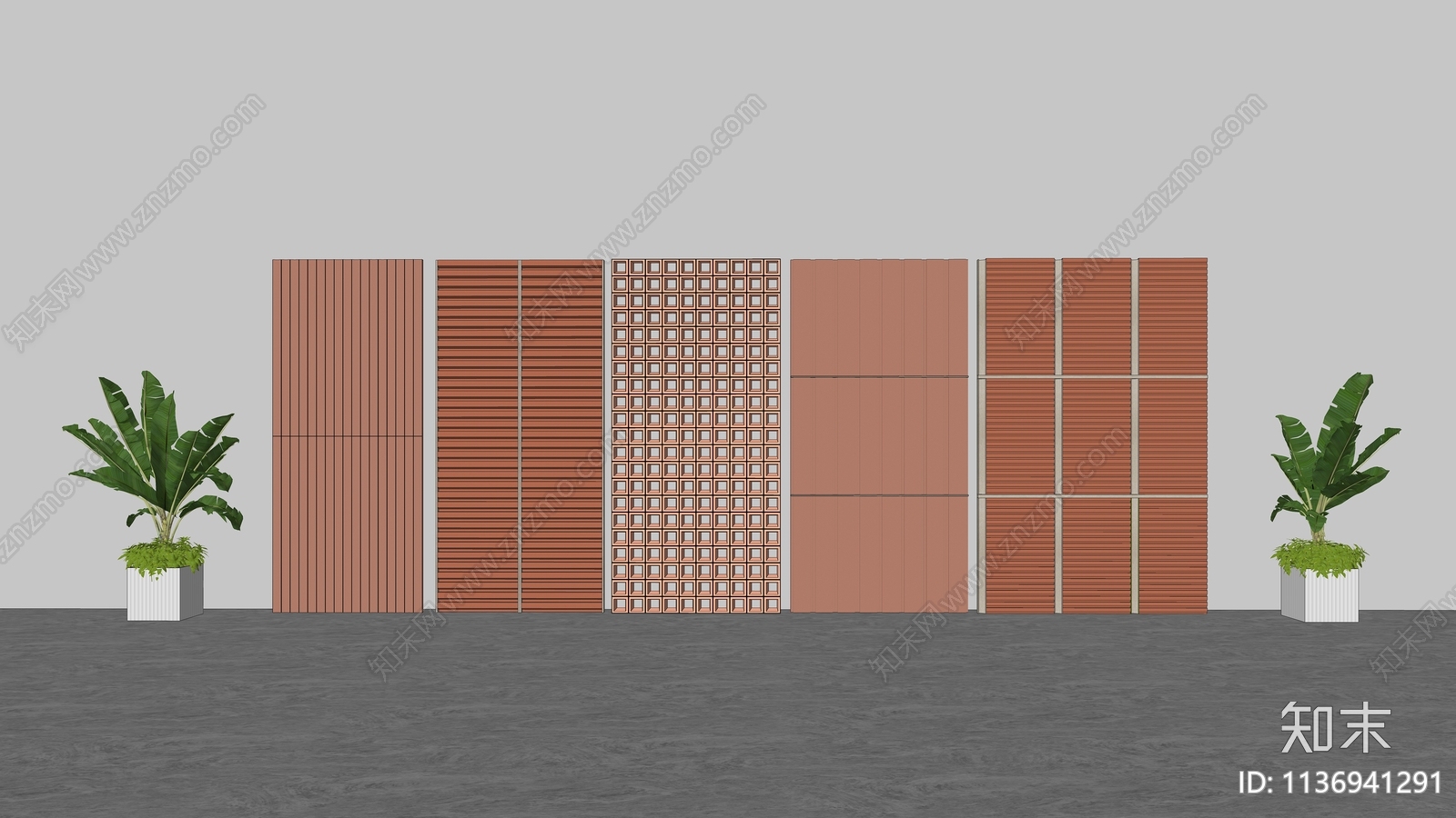 现代建筑材料高级红色陶板构件SU模型下载【ID:1136941291】