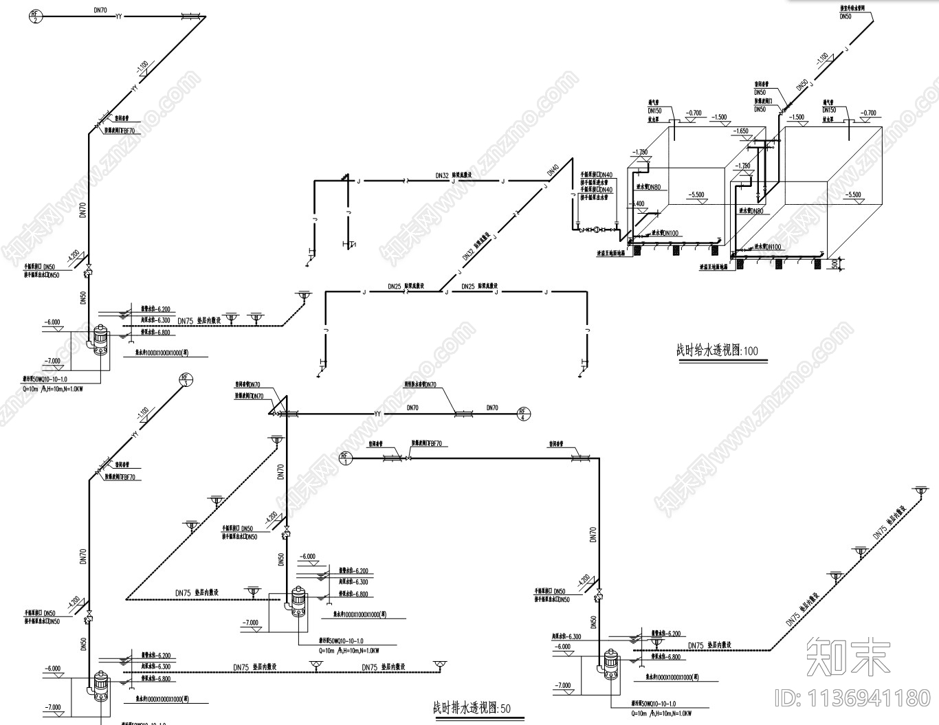 大型会展中心给排水cad施工图下载【ID:1136941180】