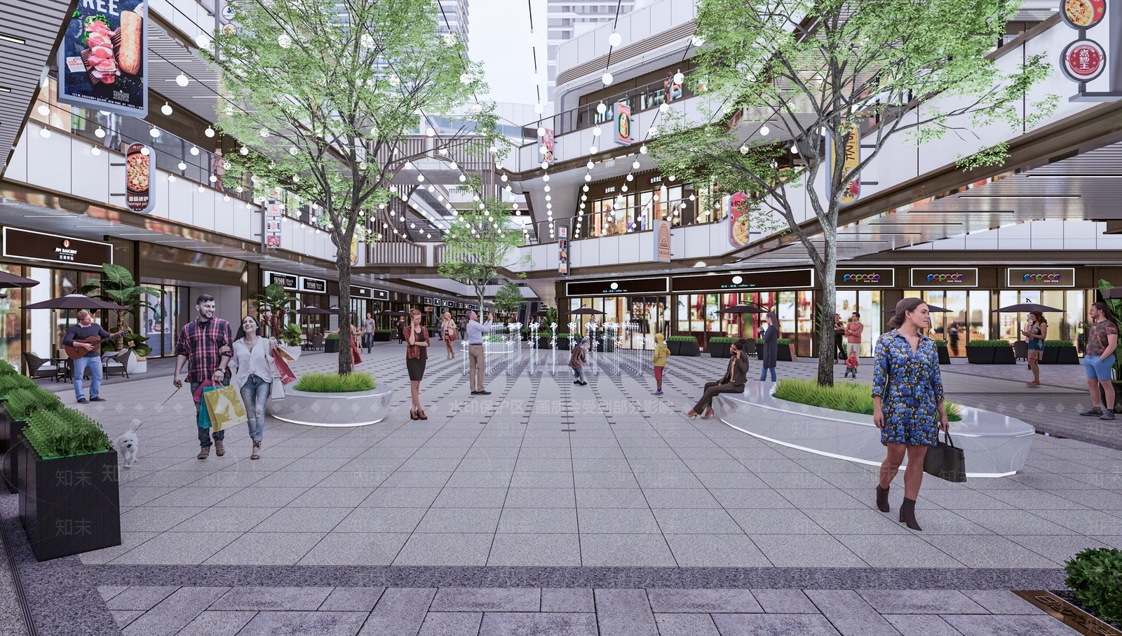 现代广场商业街景观SU模型下载【ID:1136945004】