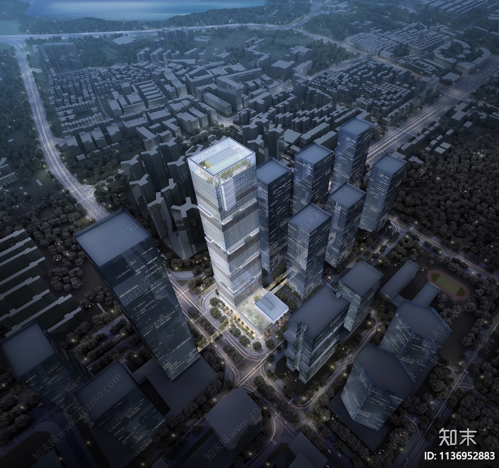 办公楼建筑效果图cad施工图下载【ID:1136952883】