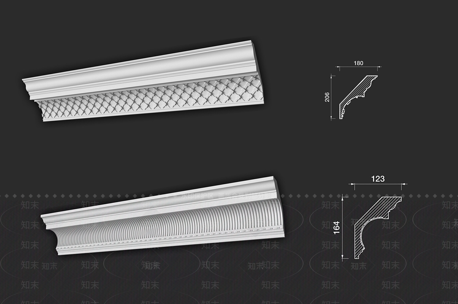 简欧雕花石膏线条3D模型下载【ID:1136952917】