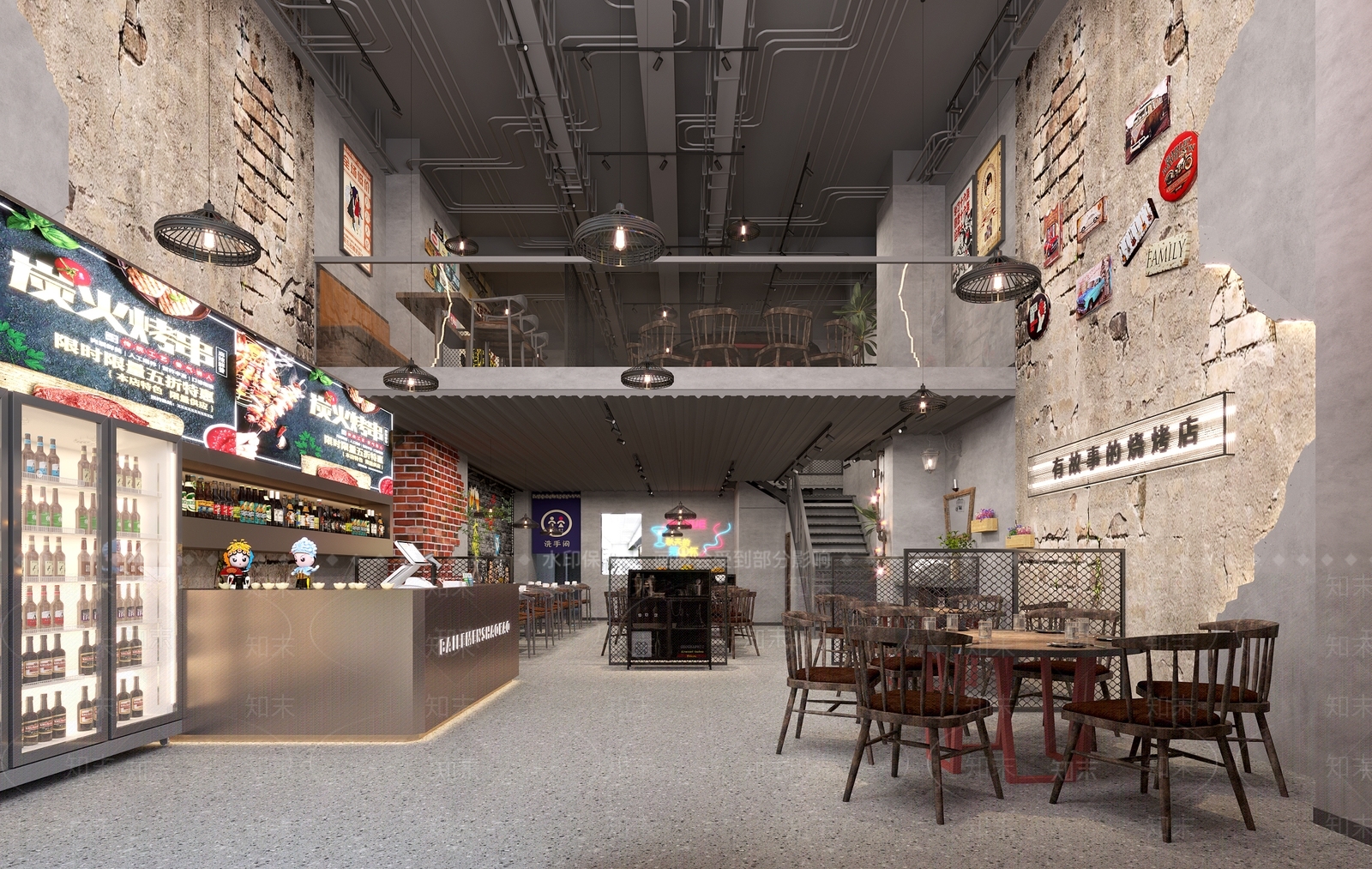 工业风烧烤店3D模型下载【ID:1136953363】