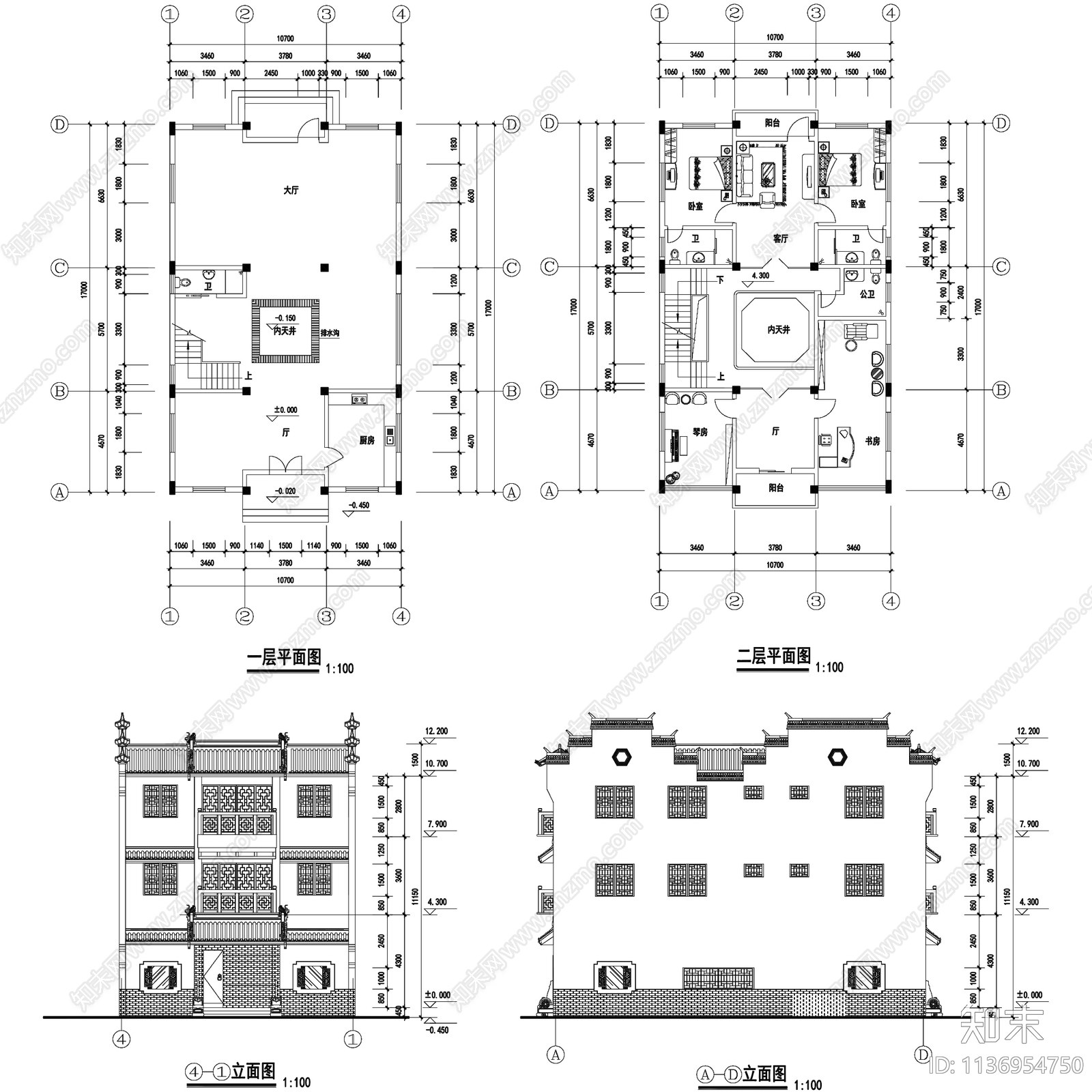 徽派风格建筑23套施工图下载【ID:1136954750】