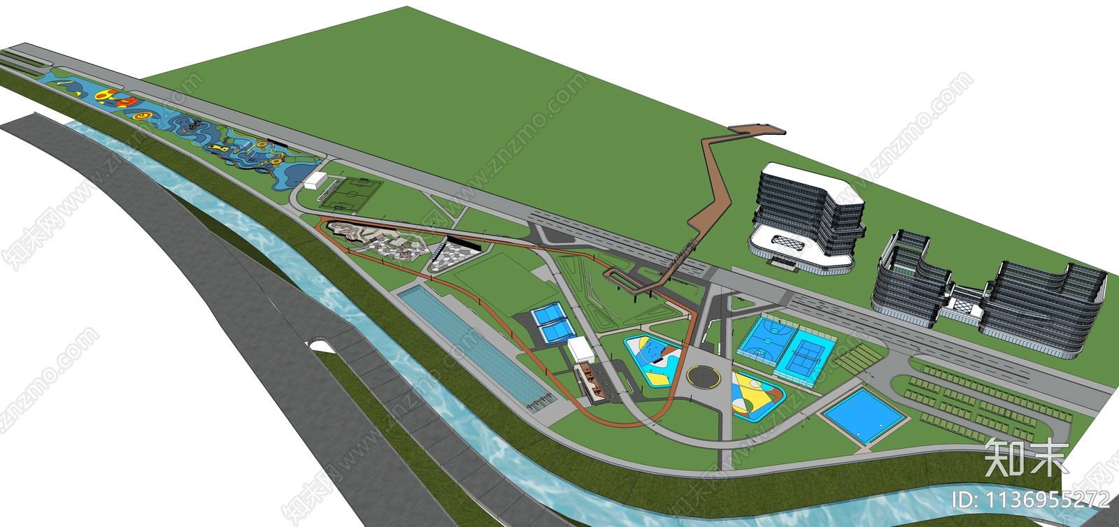 现代龙岩未来城体育公园SU模型下载【ID:1136955272】
