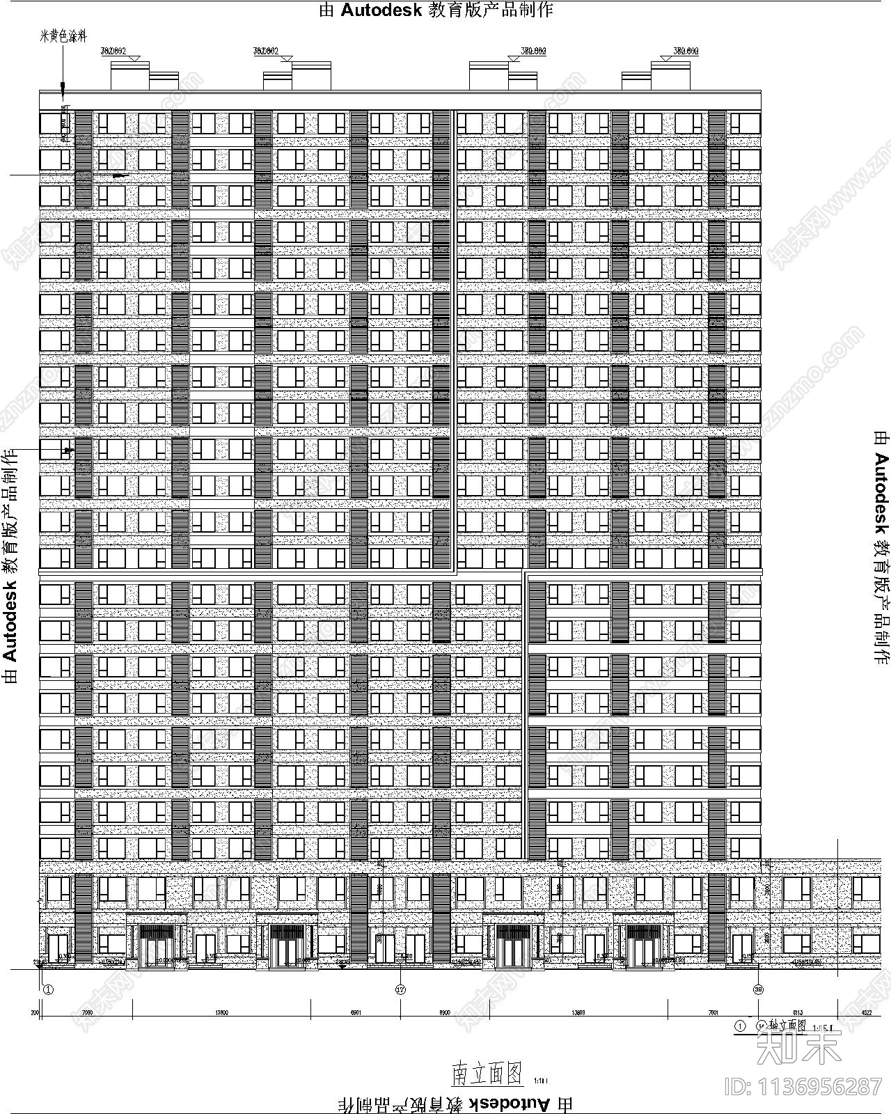 高层85㎡住宅建筑cad施工图下载【ID:1136956287】