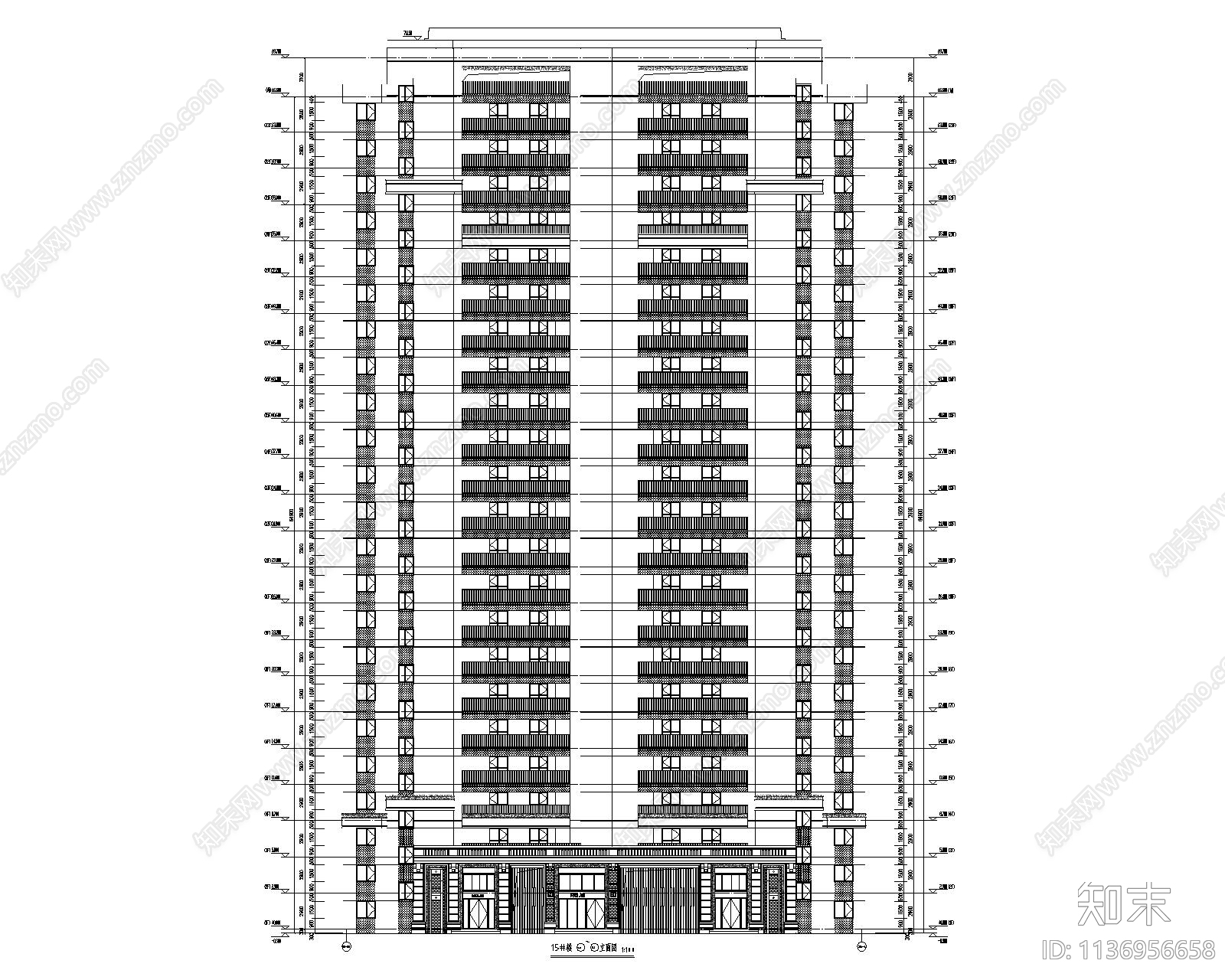 85平户型高层建筑cad施工图下载【ID:1136956658】