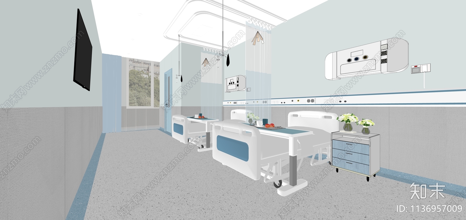 现代医院病房SU模型下载【ID:1136957009】