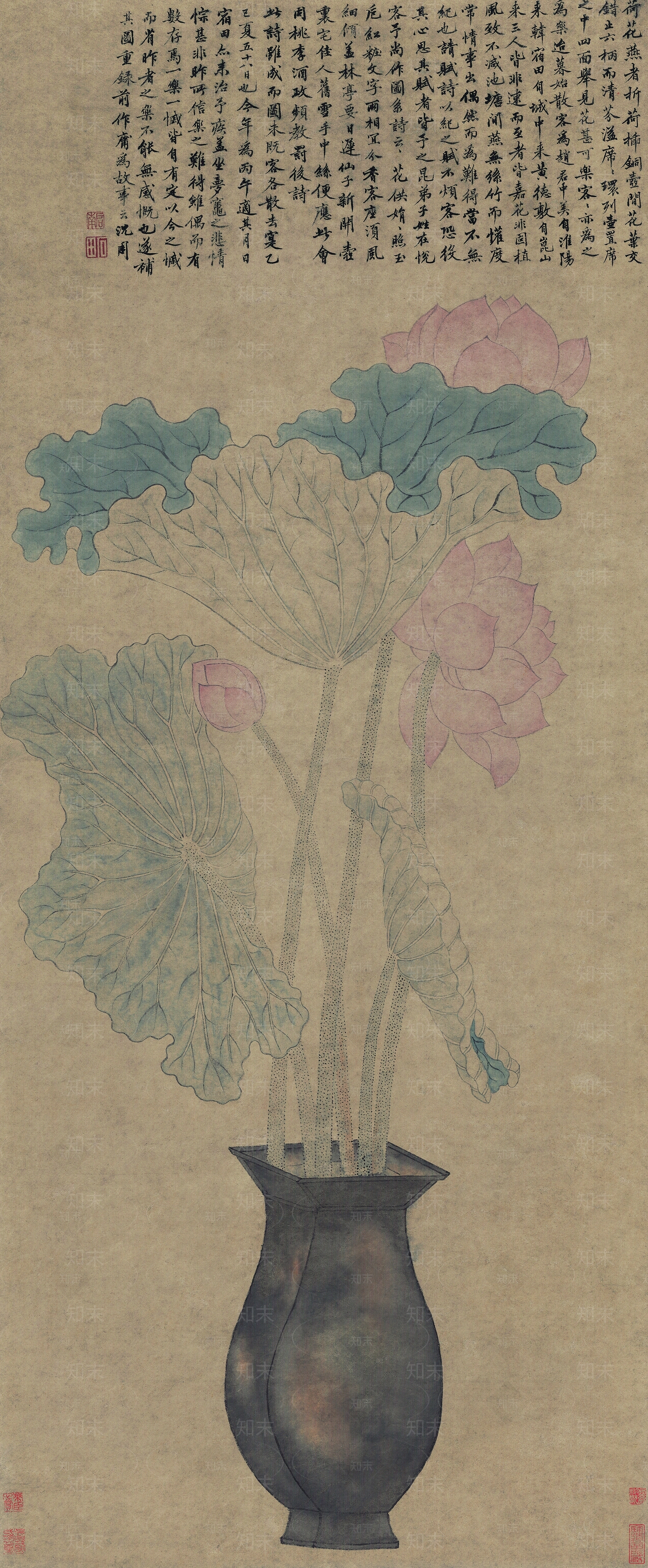 明沈周瓶荷图纸本贴图下载【ID:1136958667】