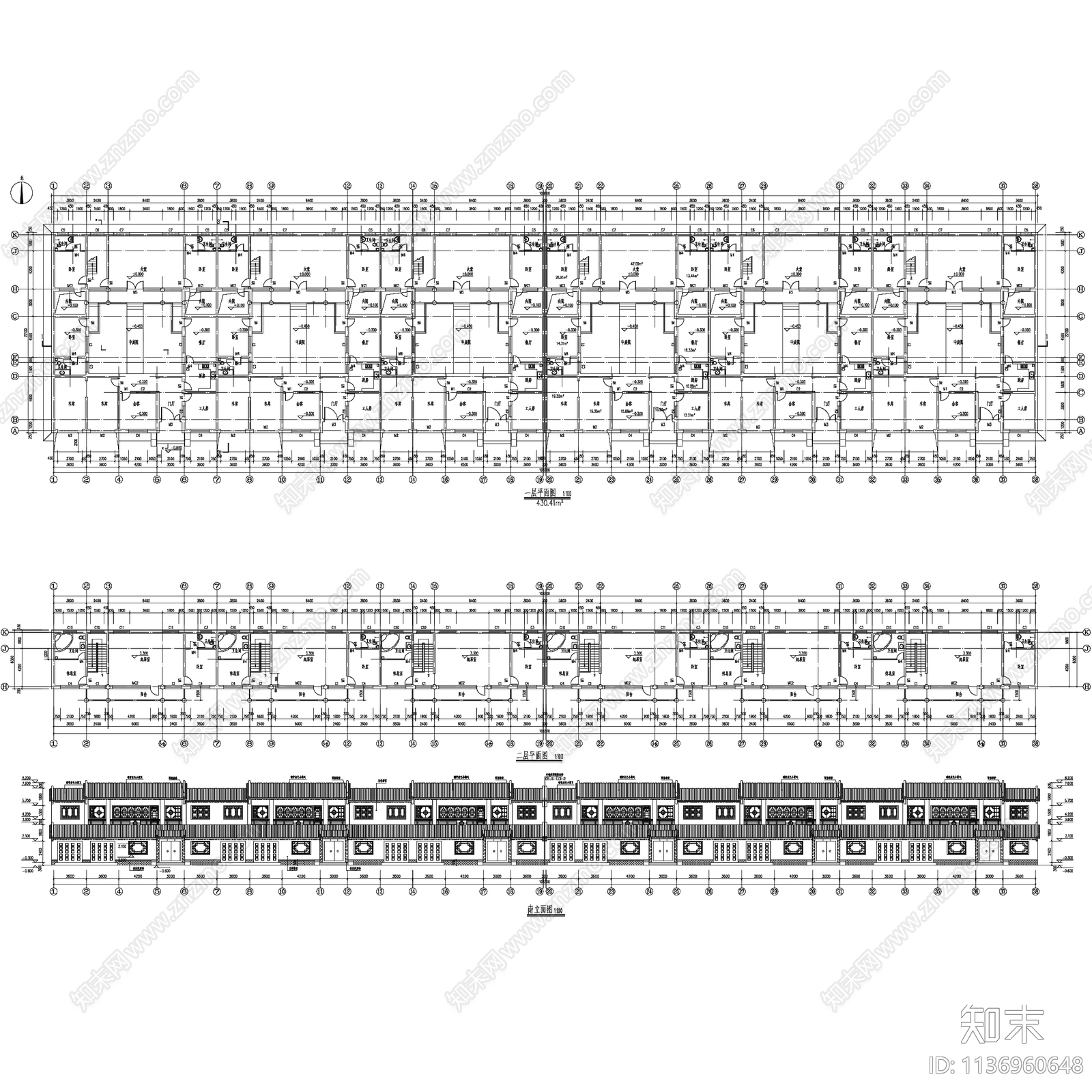 四合院古建筑29套施工图下载【ID:1136960648】