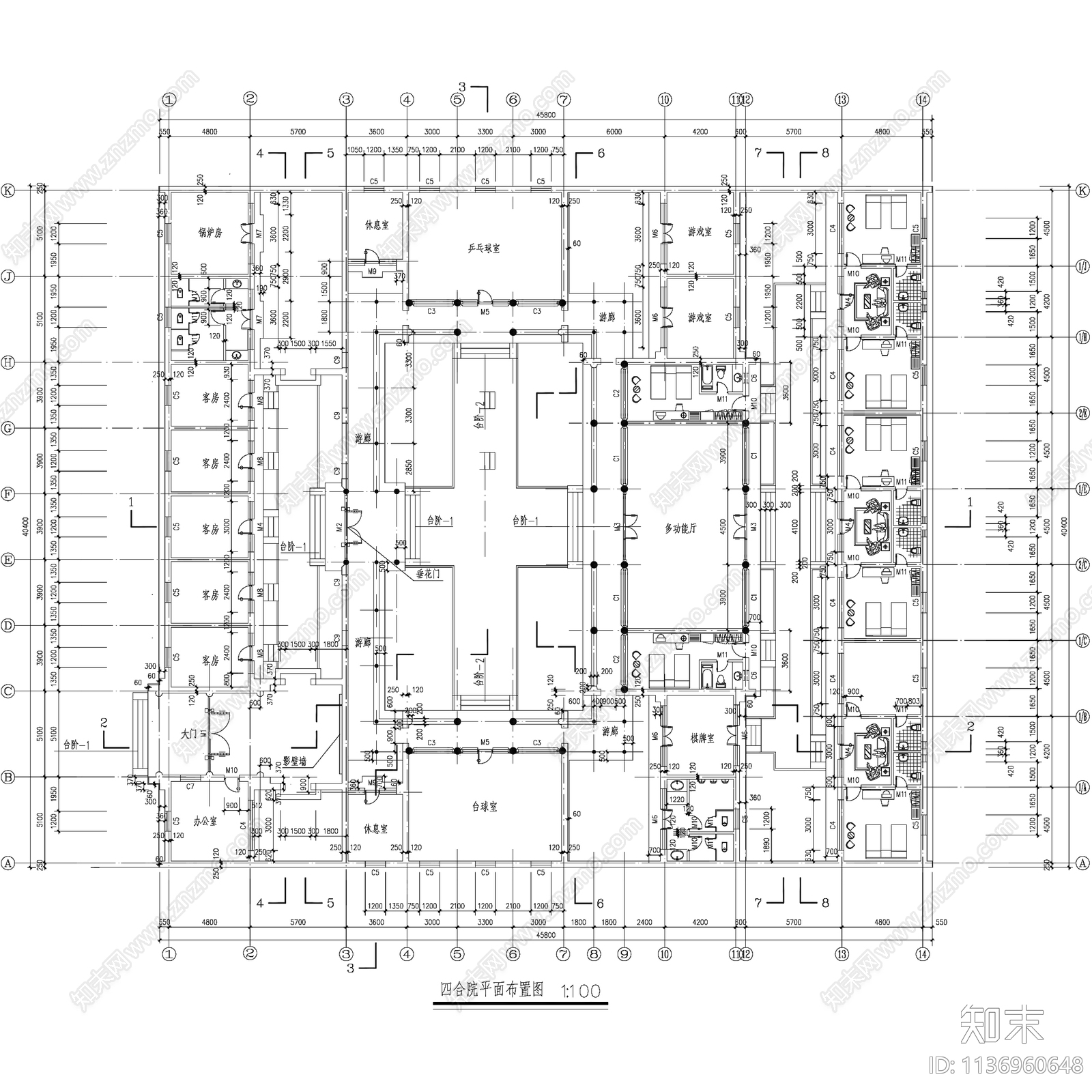 四合院古建筑29套施工图下载【ID:1136960648】