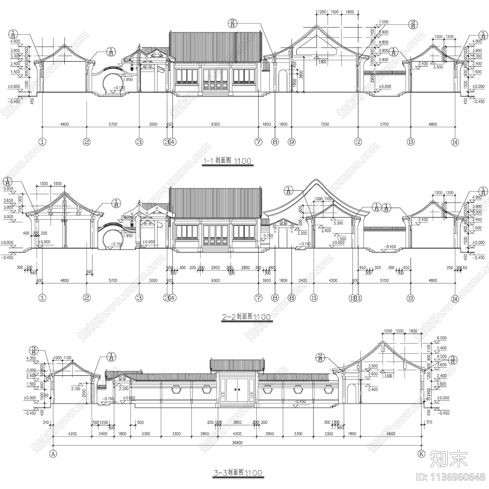 四合院古建筑29套施工图下载【ID:1136960648】