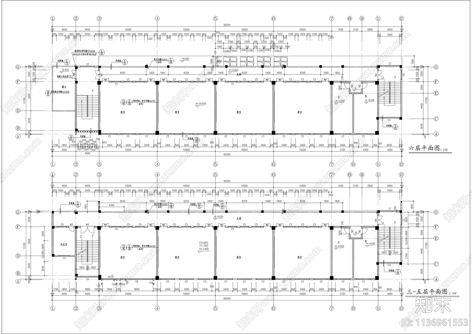 实训教学楼全套建筑cad施工图下载【ID:1136961553】