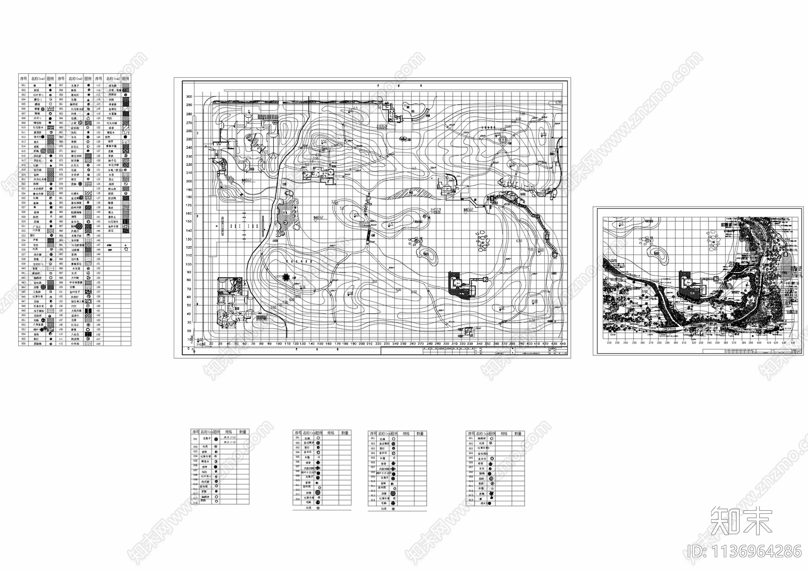 某公园施工图与植物配置表施工图下载【ID:1136964286】